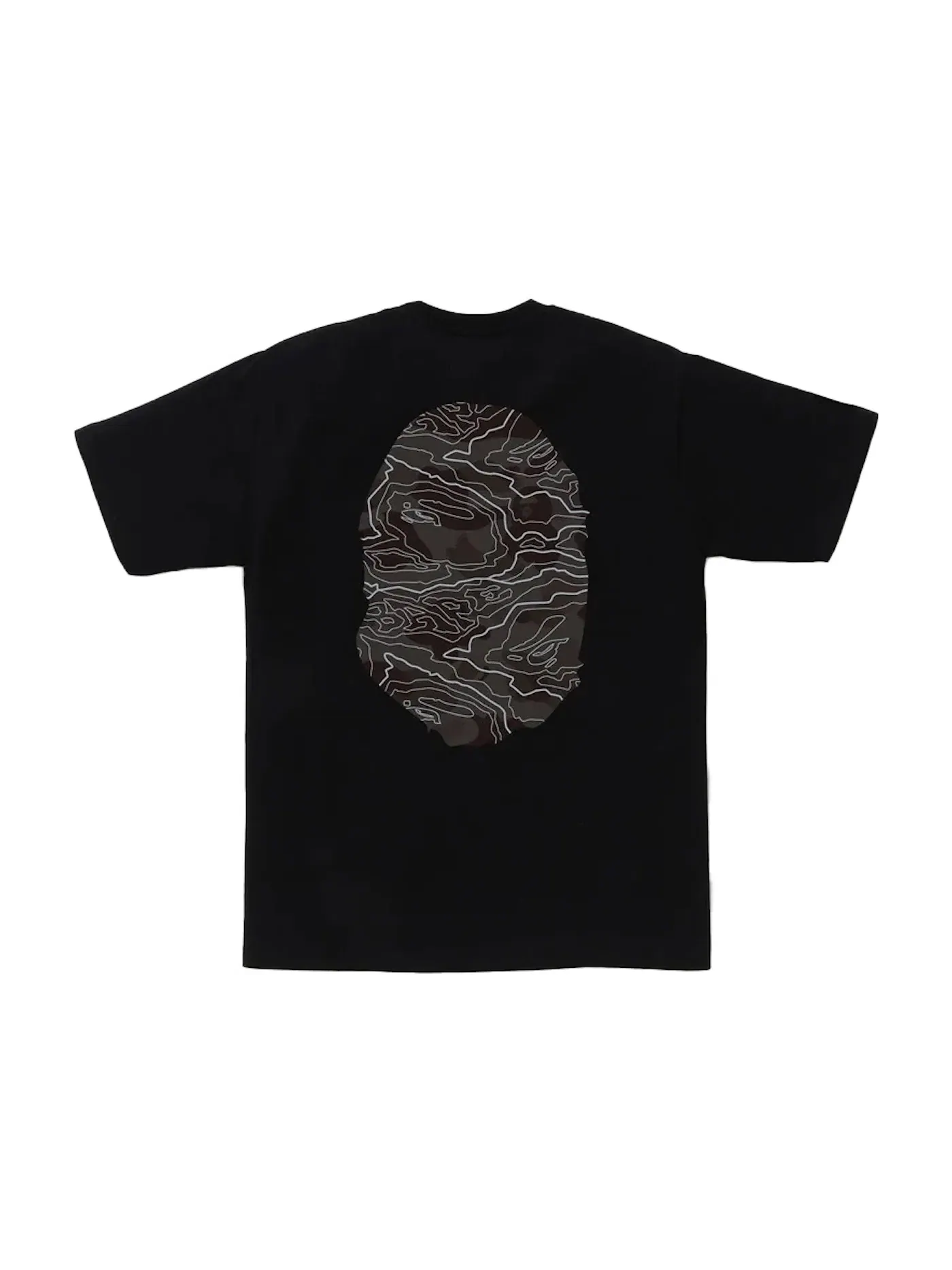 Мужская футболка с принтом Layered Line Camo Big Ape Head Tee BAPE — изображение 2 из 2, черный/черный