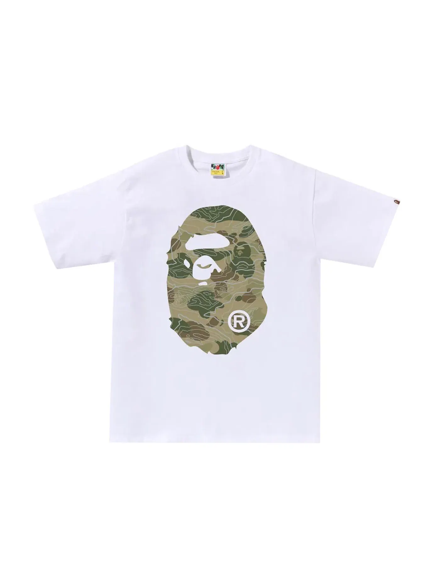 Мужская футболка с принтом BAPE Layered Line Camo Big Ape Head Tee — изображение 1 из 2, белый/бежевый
