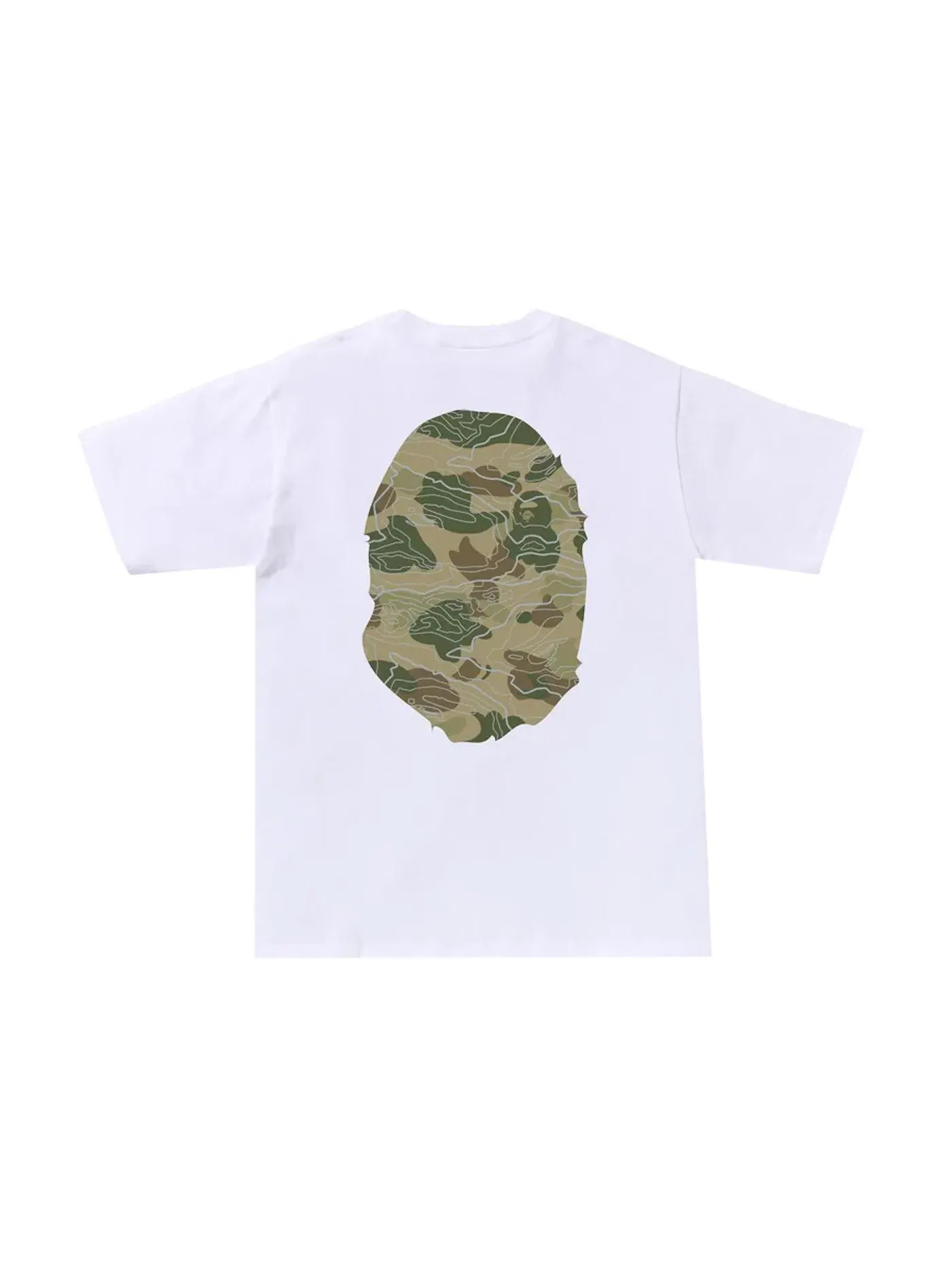 Мужская футболка с принтом BAPE Layered Line Camo Big Ape Head Tee — изображение 2 из 2, белый/бежевый