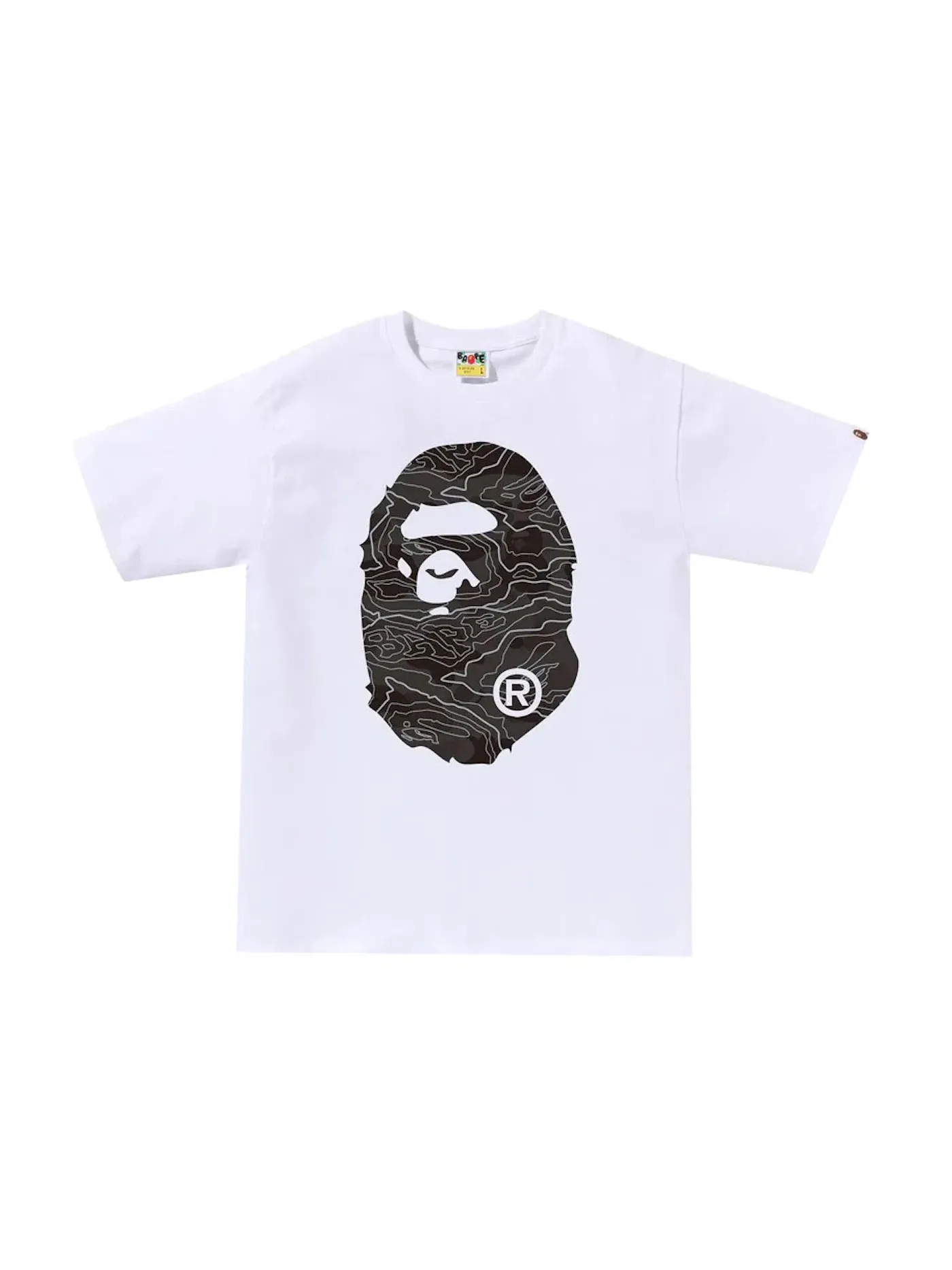 Мужская футболка с принтом BAPE Layered Line Camo Big Ape Head Tee BAPE — изображение 1 из 2, белый/черный