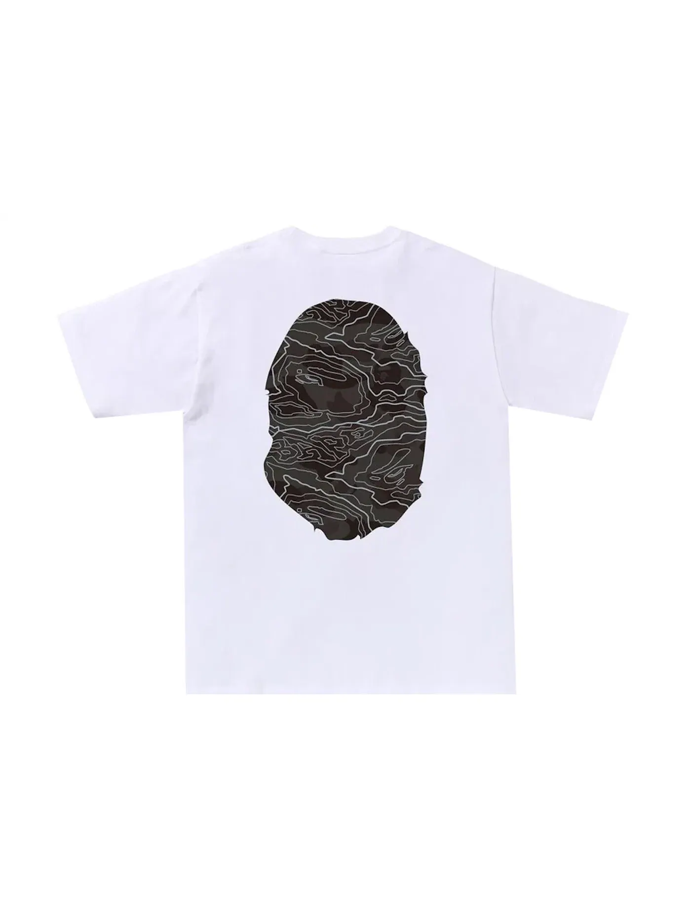 Мужская футболка с принтом BAPE Layered Line Camo Big Ape Head Tee BAPE — изображение 2 из 2, белый/черный