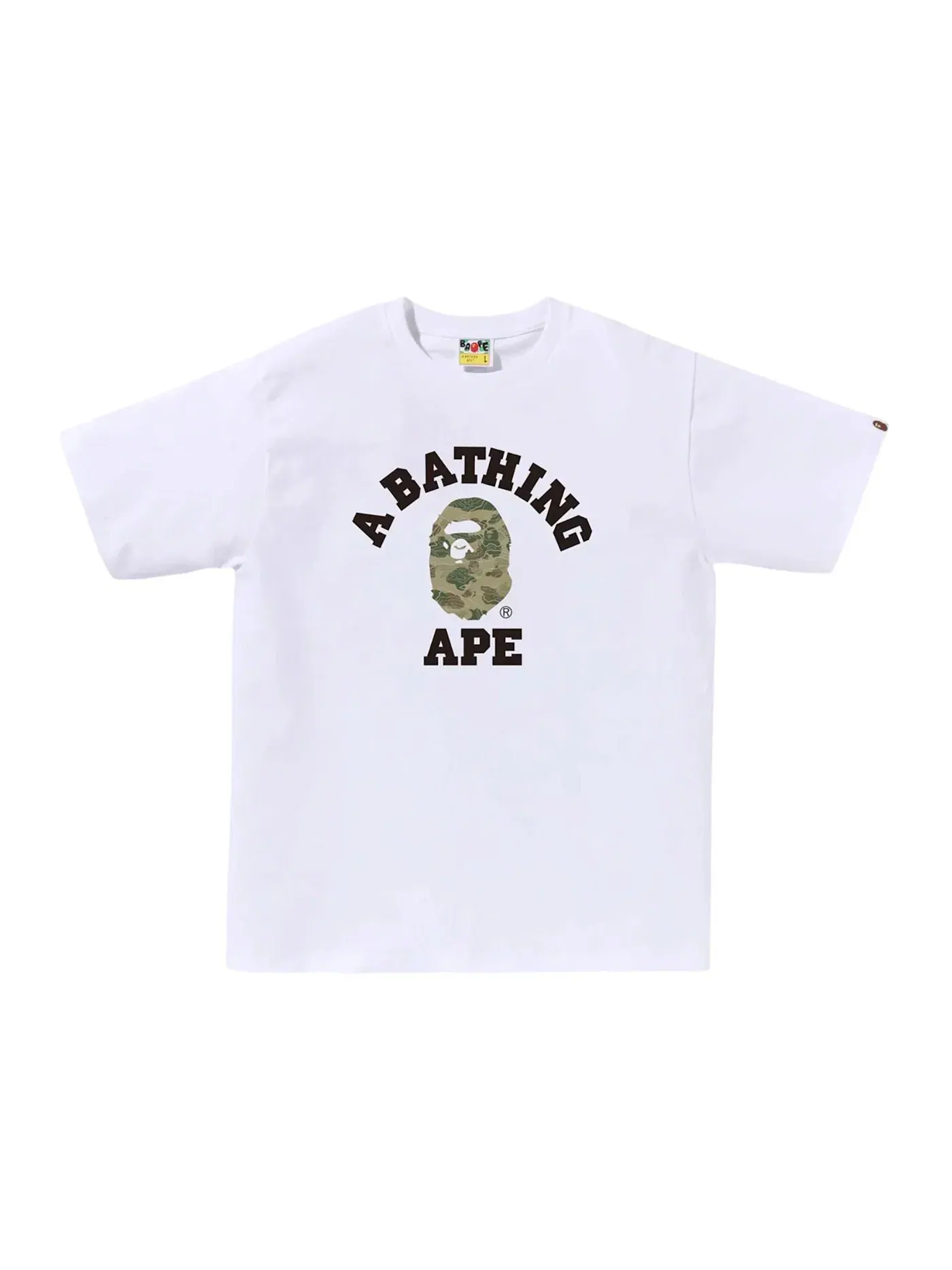 Мужская футболка с принтом BAPE Layered Line Camo College Tee — изображение 1 из 1, белый/бежевый