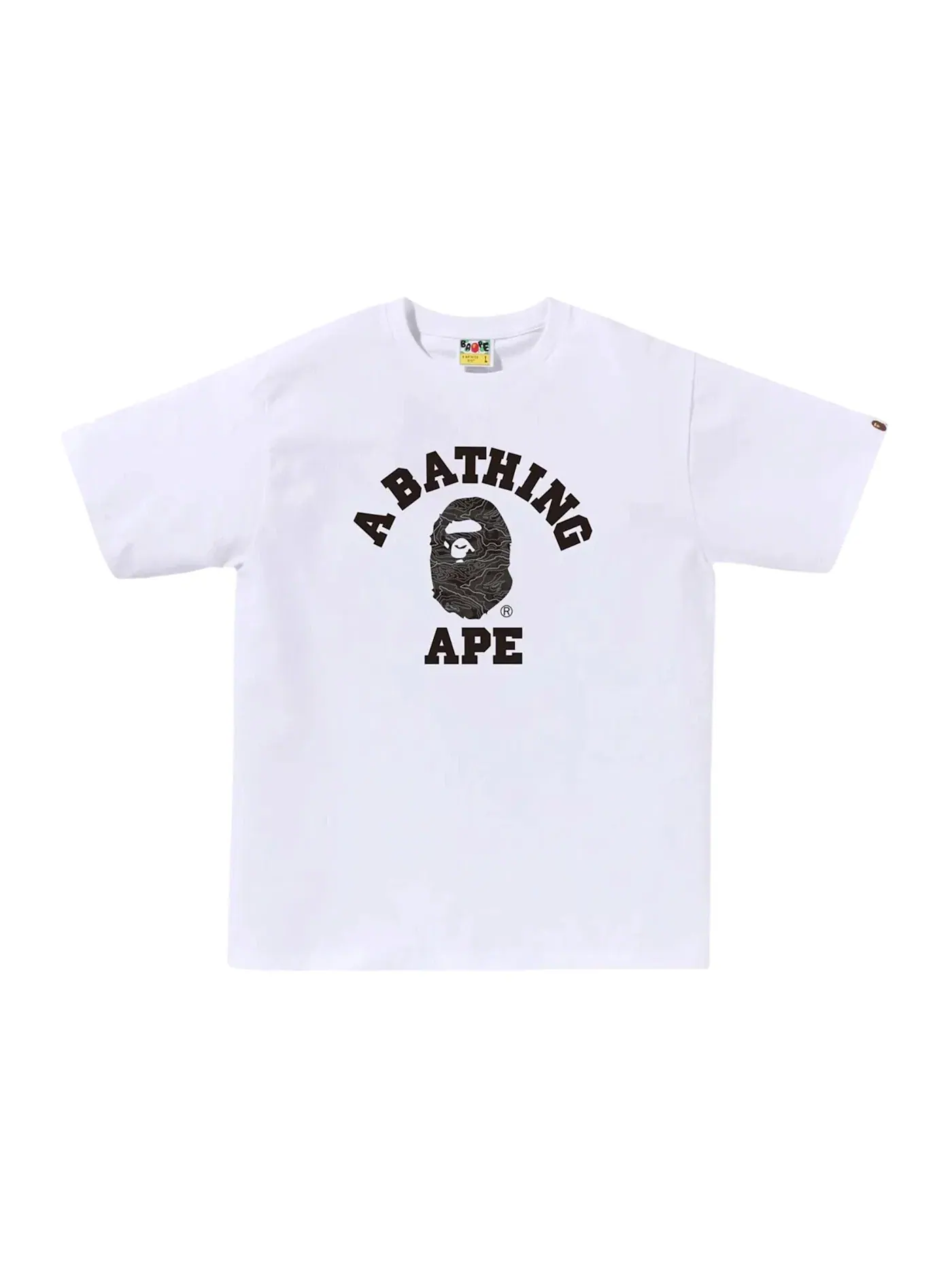 Мужская футболка с принтом BAPE Layered Line Camo College Tee BAPE — изображение 1 из 1, белый/черный