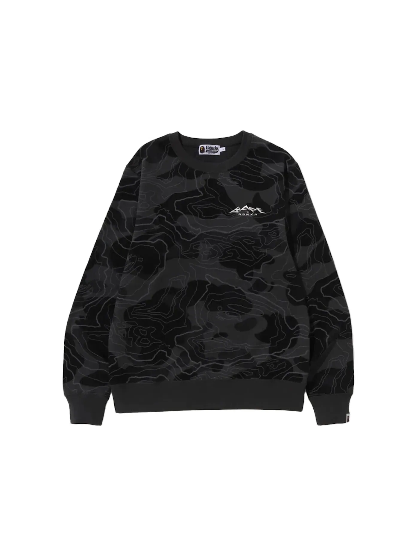 Мужской свитшот с камуфляжным принтом BAPE Layered Line Camo Crewneck — изображение 1 из 1, черный