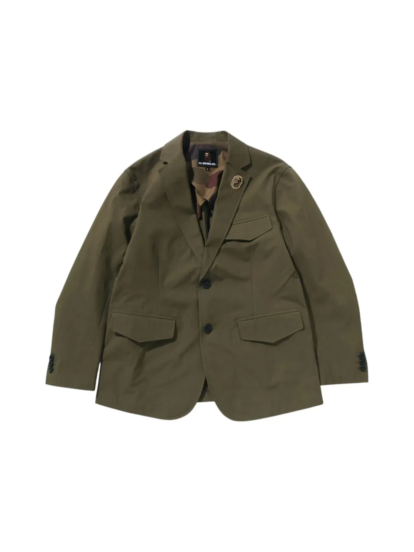 Мужской блейзер из легкого металла BAPE Jacket — изображение 1 из 2, оливковый