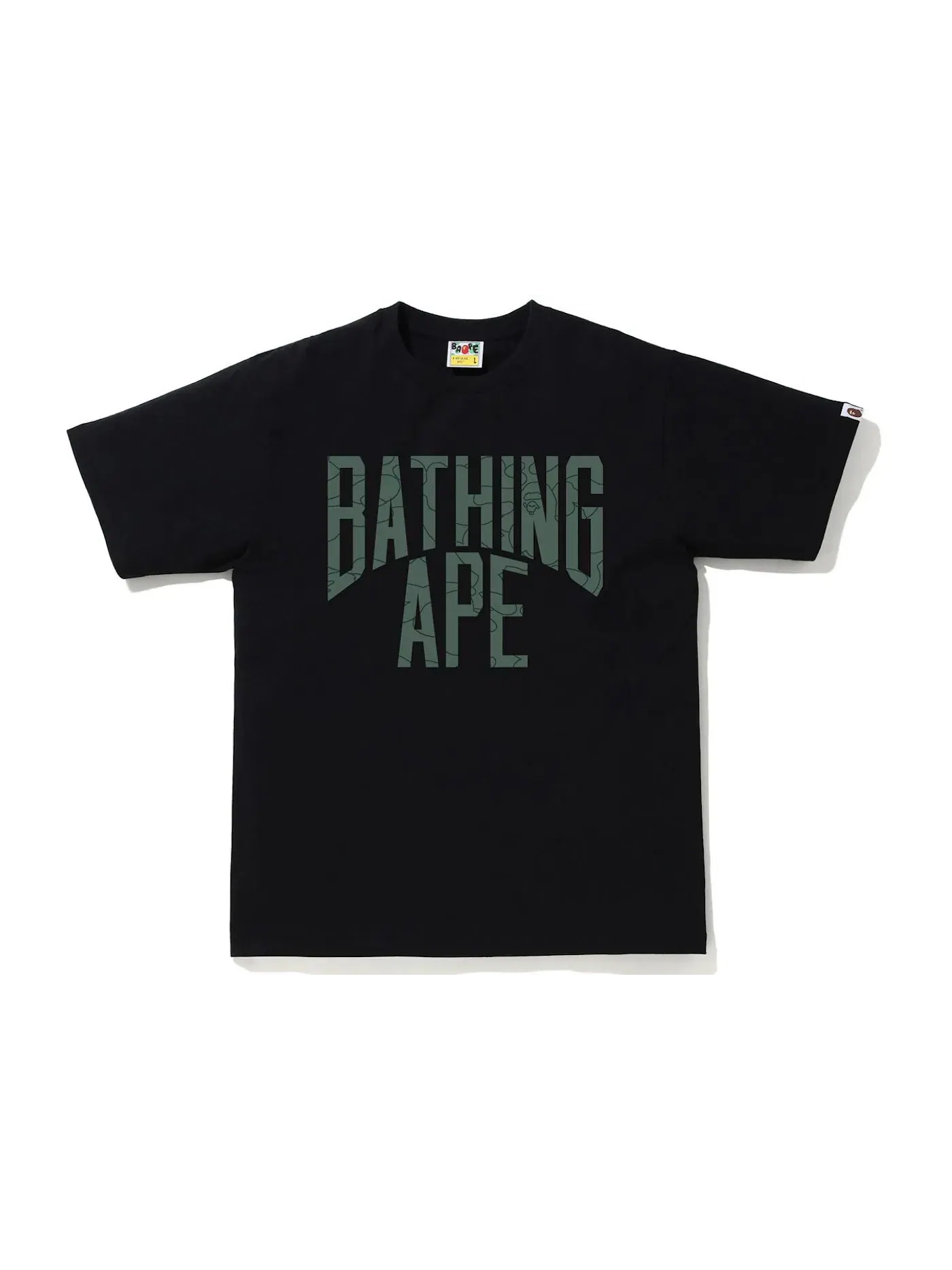 Мужская футболка с принтом BAPE Line 1st Camo NYC Logo BAPE — изображение 1 из 1, черный зеленый