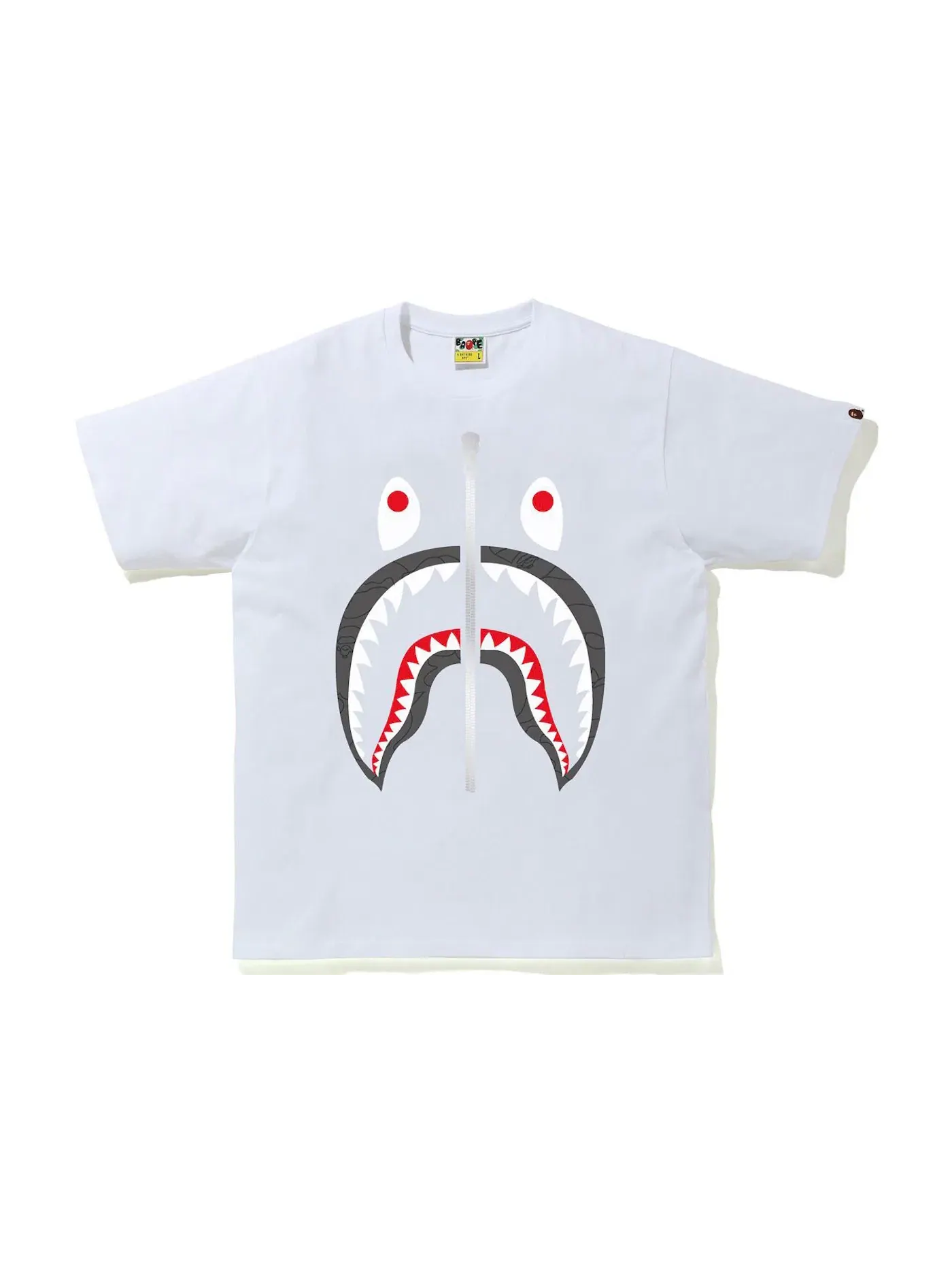 Мужская футболка с принтом BAPE Line 1st Camo Shark Tee BAPE — изображение 1 из 1, белый/черный