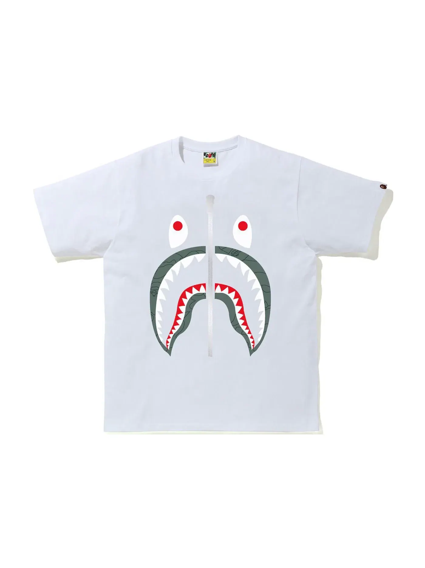 Мужская футболка с камуфляжным принтом BAPE 1st Camo Shark Tee — изображение 1 из 1, белый/зеленый