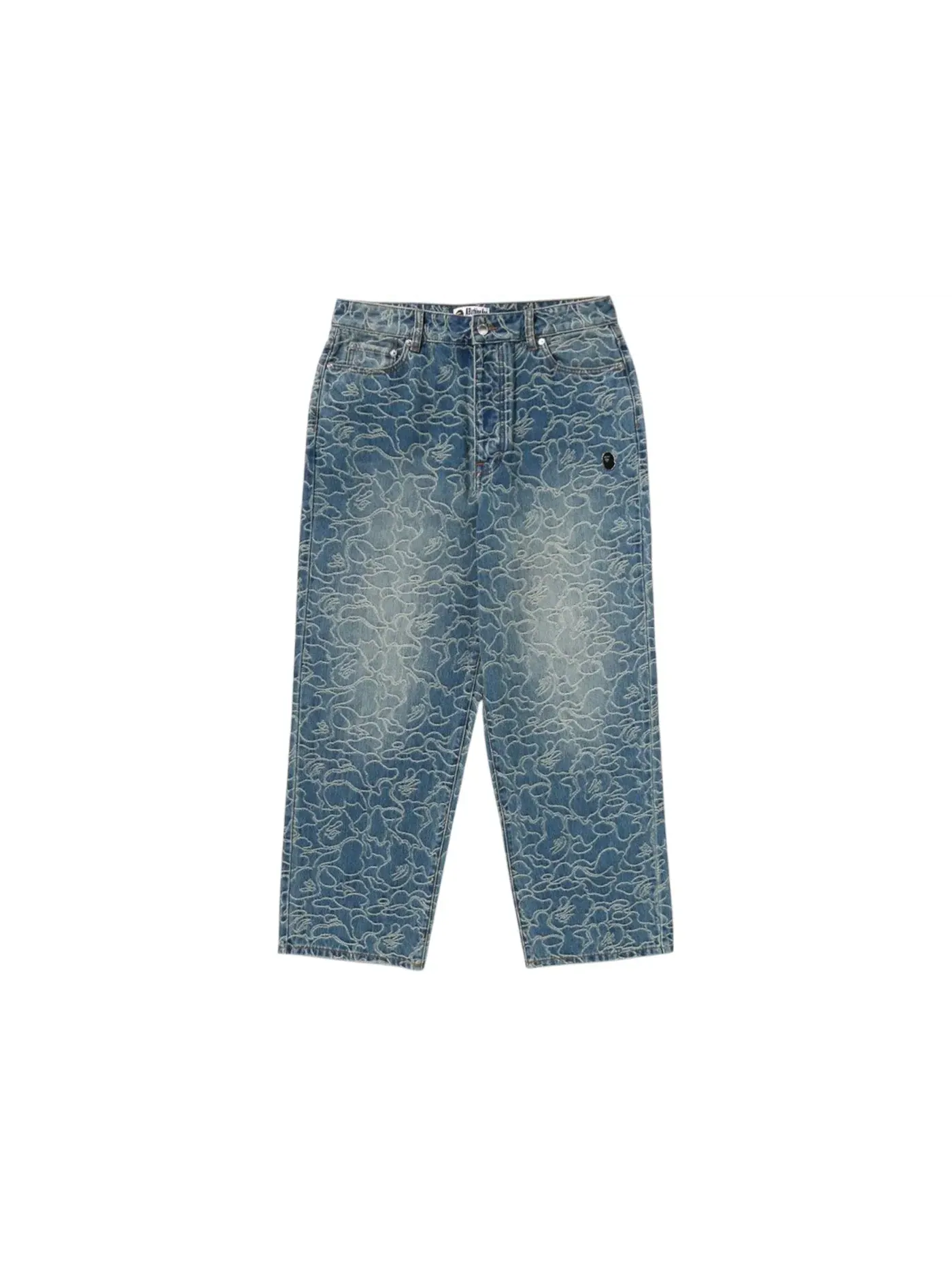 Мужские джинсы с камуфляжным жаккардовым узором BAPE Pants — изображение 1 из 1, светлый индиго