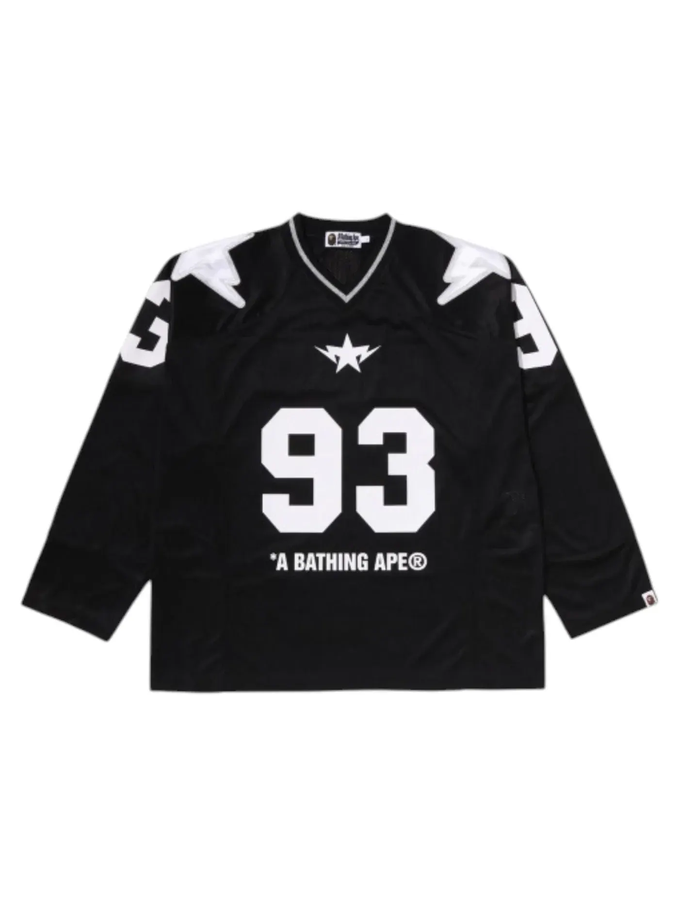 Мужская футболка с принтом BAPE Line Camo Multi Logo Cropped Fit Football Jersey — изображение 1 из 2, черный