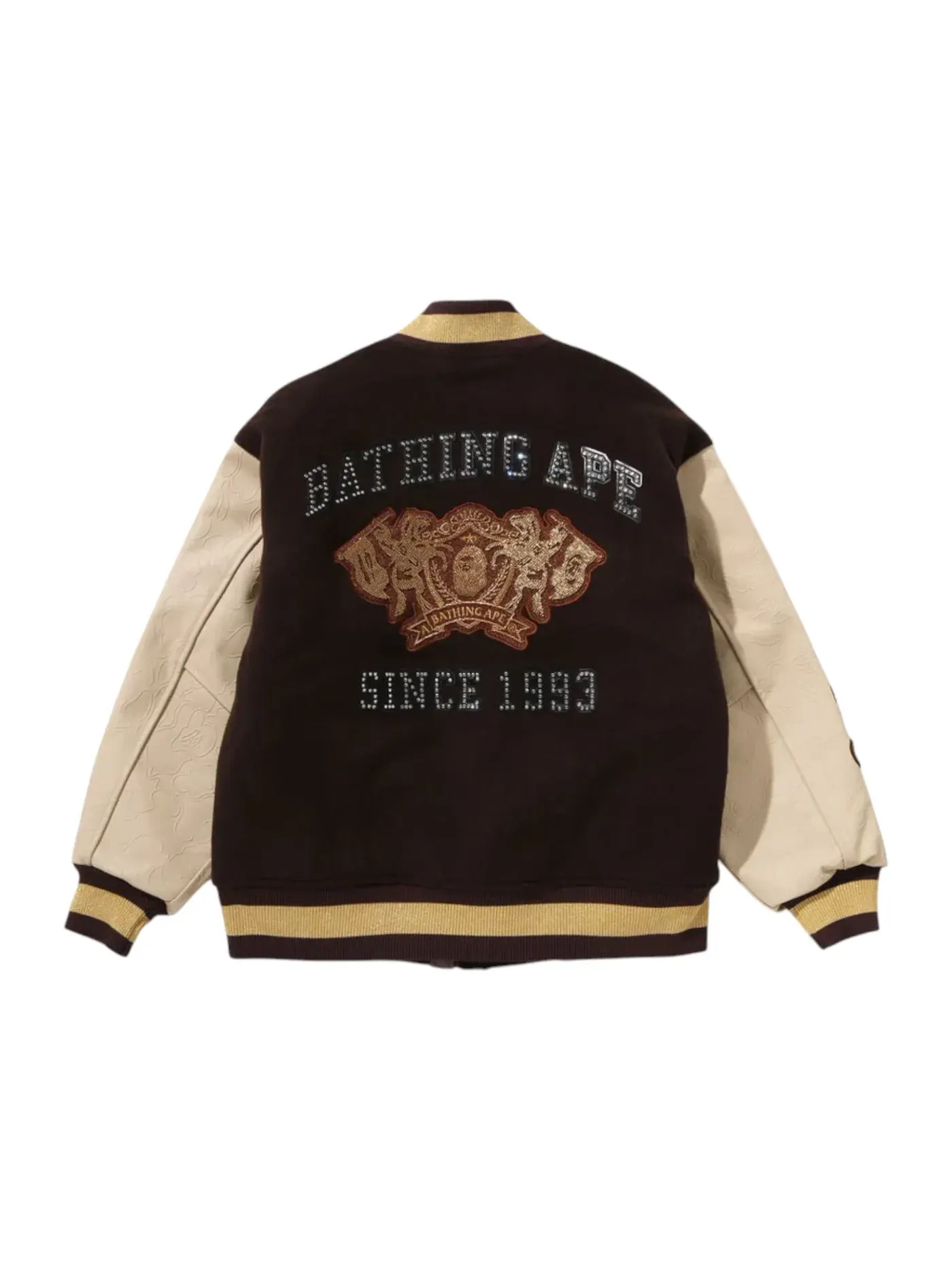 Мужская куртка-бомбер с принтом BAPE Line Camo Multi Logo Wool Varsity Jacket BAPE — изображение 2 из 2, коричневый