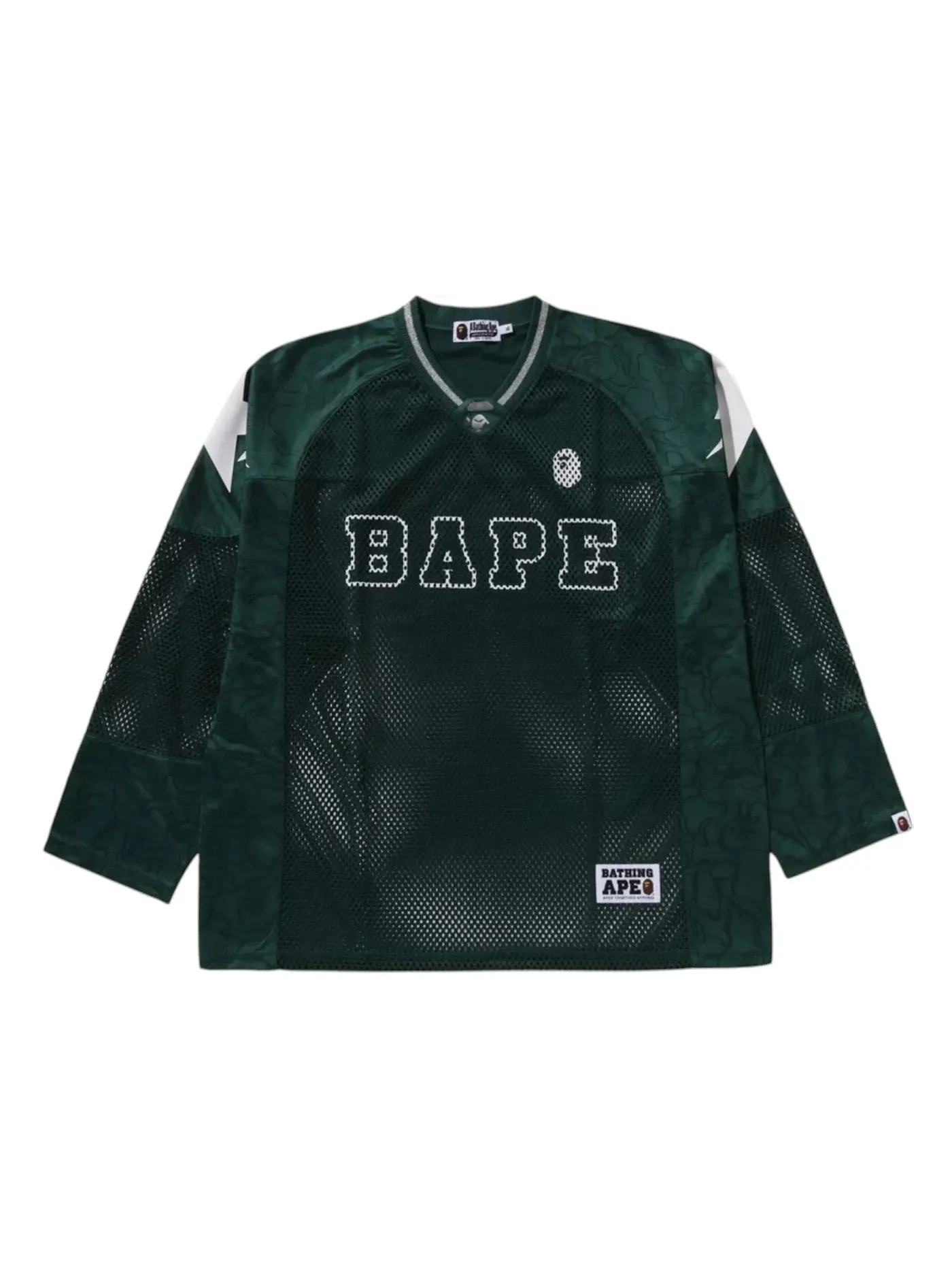 Детская футболка с принтом BAPE Line Camo Multilogo Relaxed Fit Football Jersey — изображение 1 из 1, зеленый