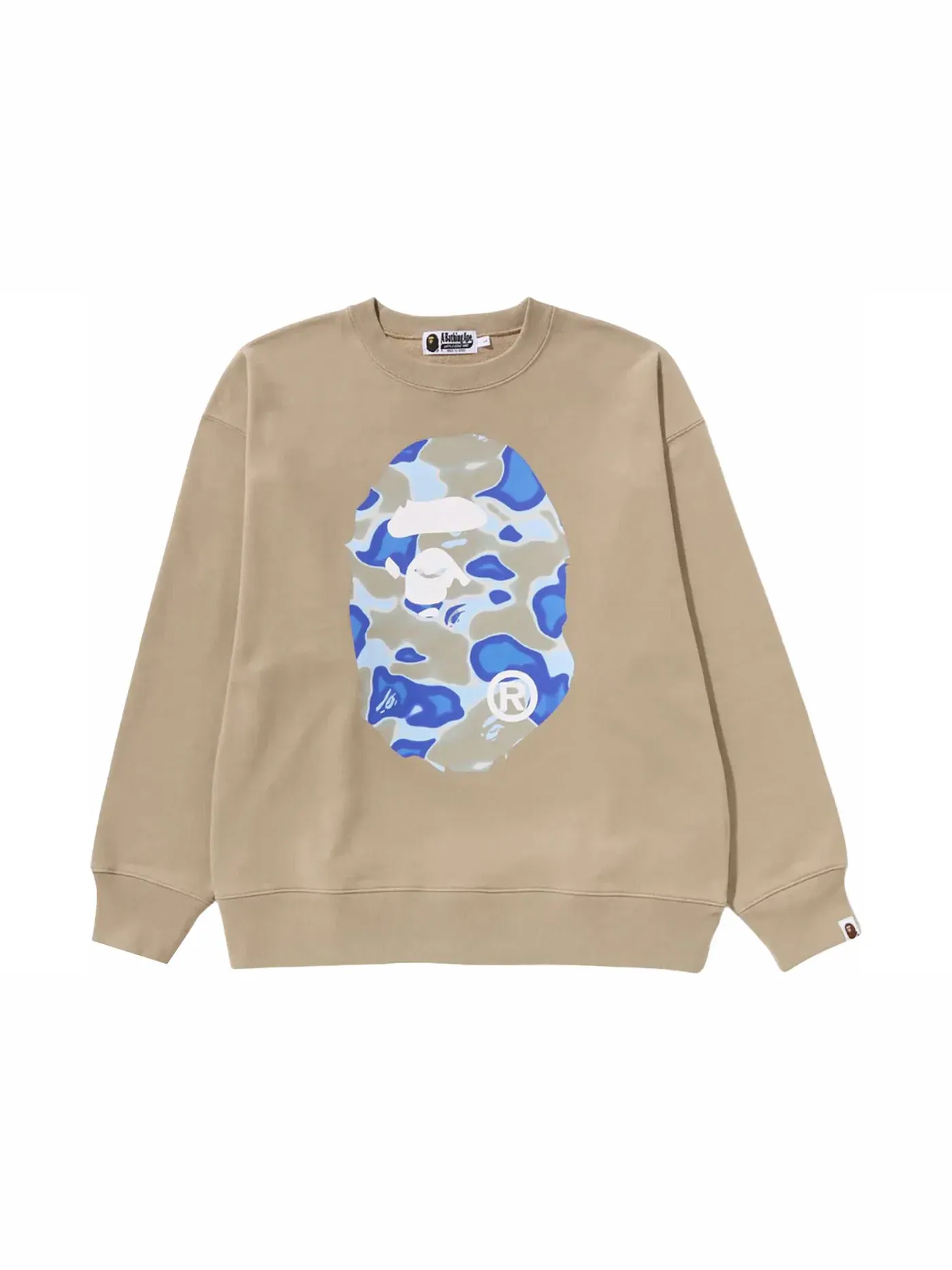 Мужской свитшот свободного кроя с принтом BAPE Liquid Camo Ape Head BAPE — изображение 1 из 2, бежевый