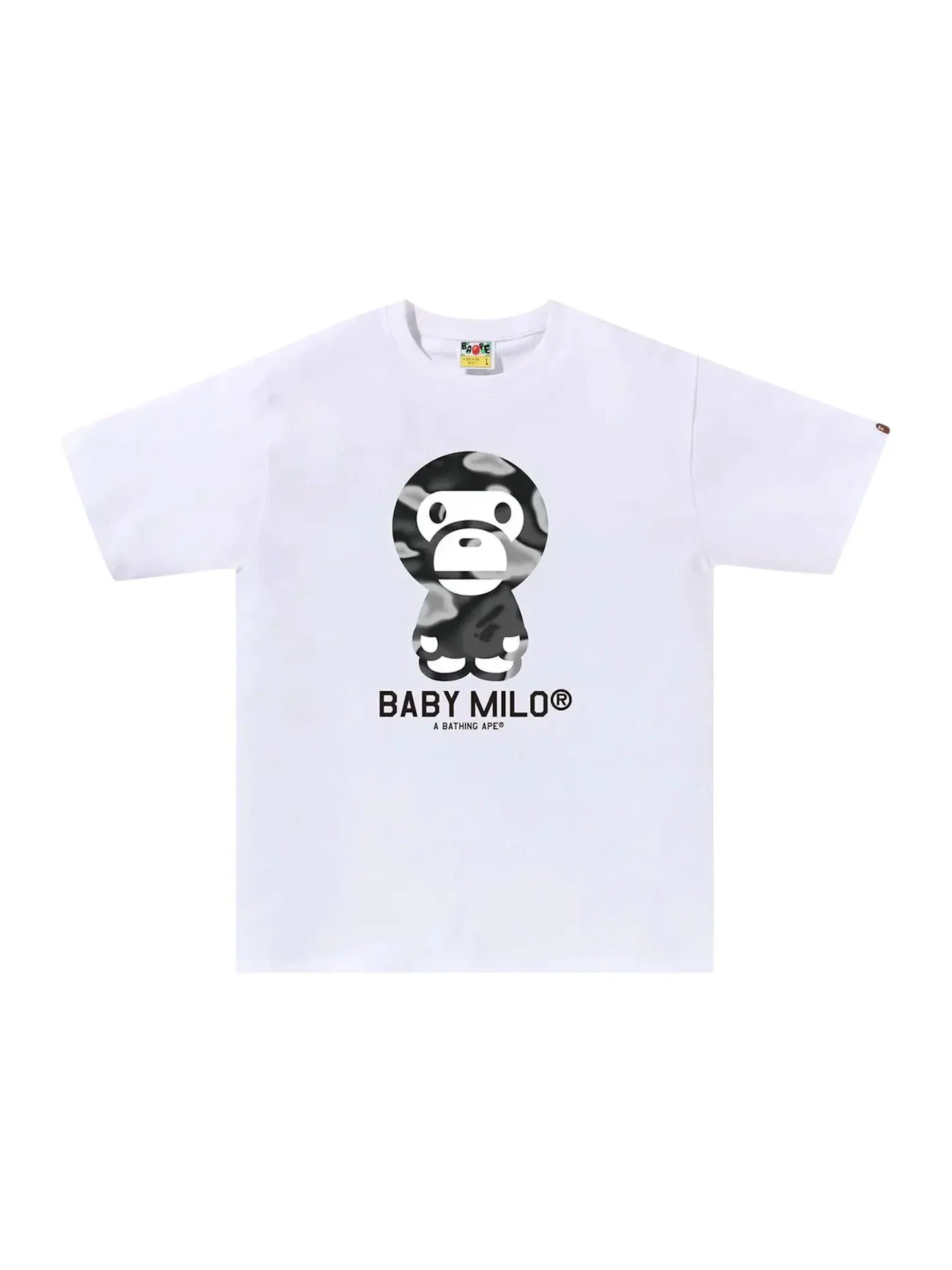 Мужская футболка с принтом BAPE Liquid Camo Baby Milo Tee (SS24) White/Black — изображение 1 из 1