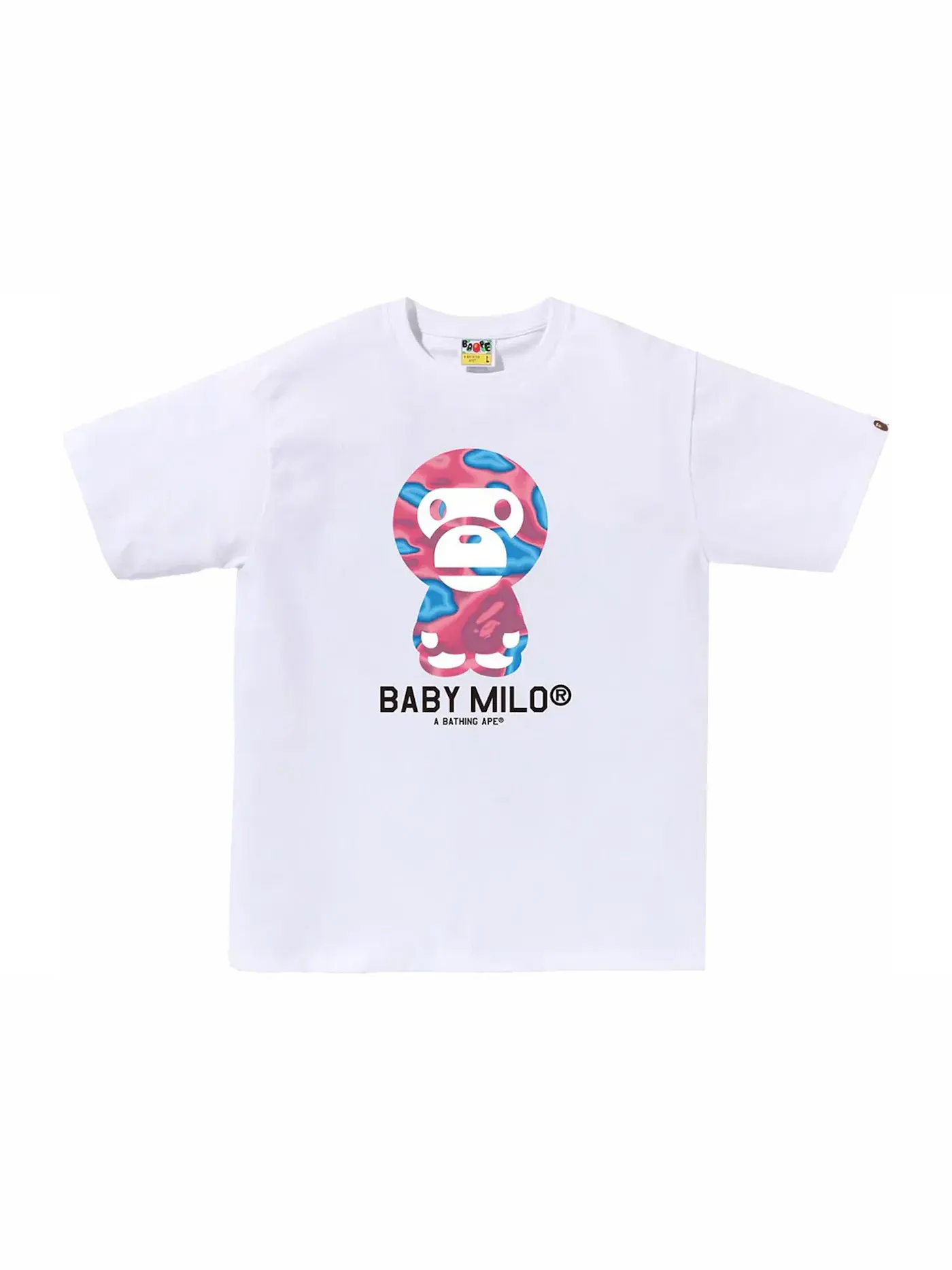 Мужская футболка с принтом BAPE Liquid Camo Baby Milo Tee — изображение 1 из 1, белый/розовый