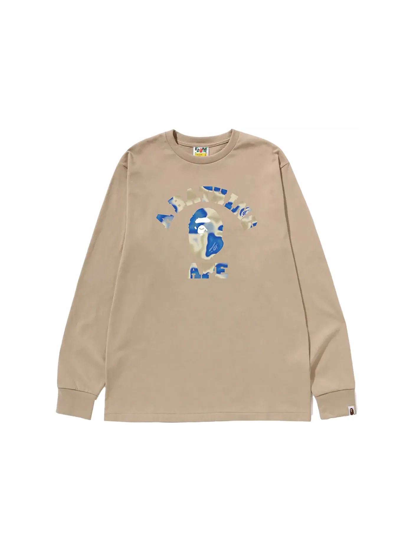 Мужская футболка с длинным рукавом BAPE Liquid Camo College Tee — изображение 1 из 1, бежевый