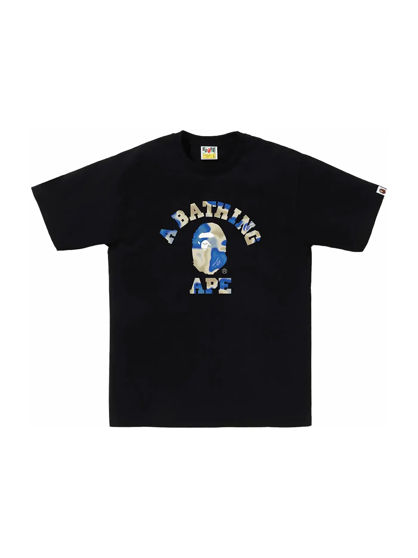 Мужская футболка с принтом BAPE Liquid Camo College Tee — изображение 1 из 1, черный/синий