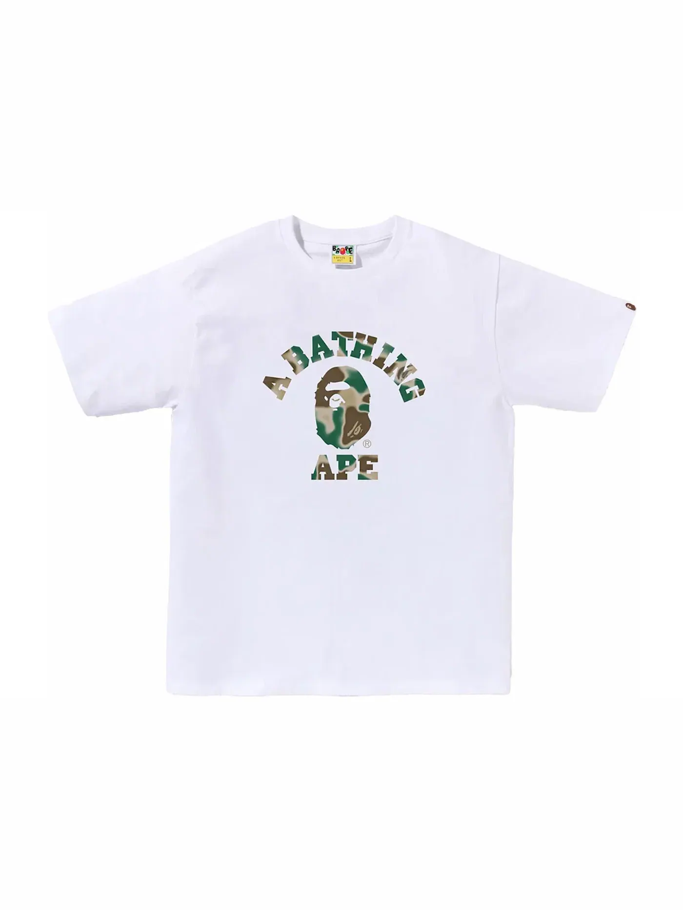 Мужская футболка с принтом BAPE Liquid Camo College Tee BAPE — изображение 1 из 1, белый