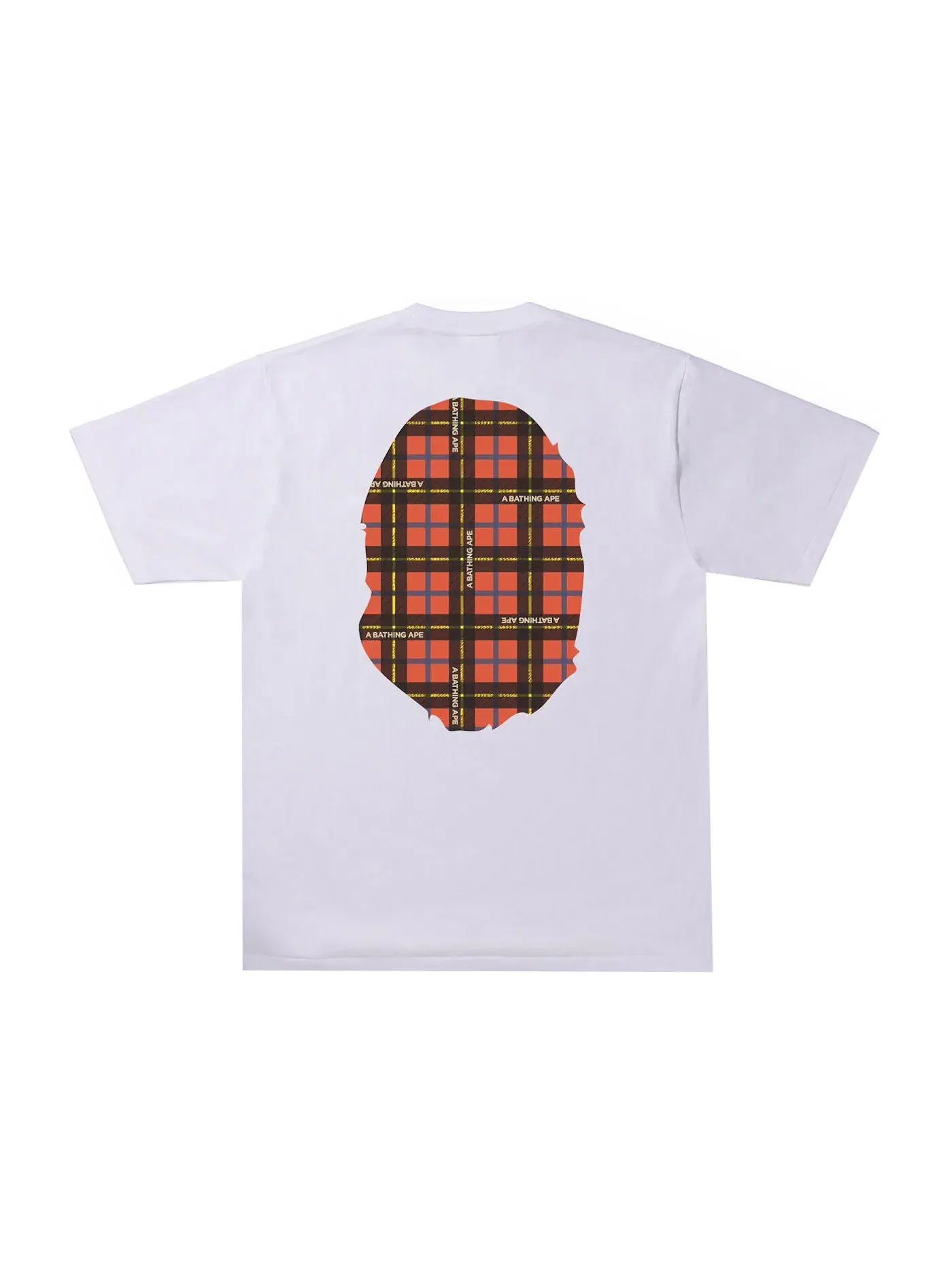 Мужская футболка с принтом BAPE Logo Check Big Ape Head Tee BAPE — изображение 2 из 2, белый/красный