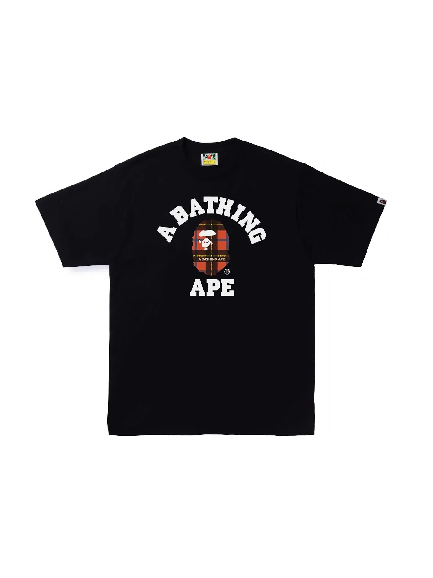 Мужская футболка с принтом BAPE Logo Check College Tee BAPE — изображение 1 из 1, черный/красный
