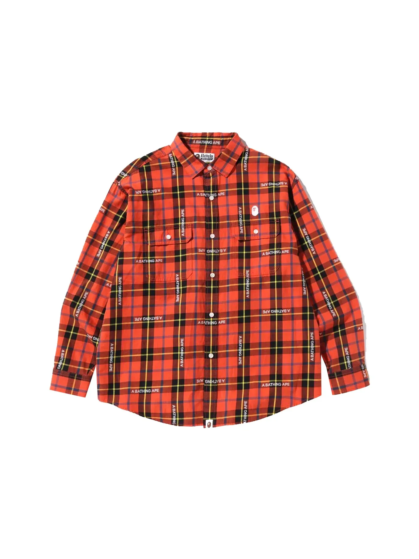 Мужская рубашка свободного кроя с принтом BAPE Logo Check BAPE — изображение 1 из 1, красный