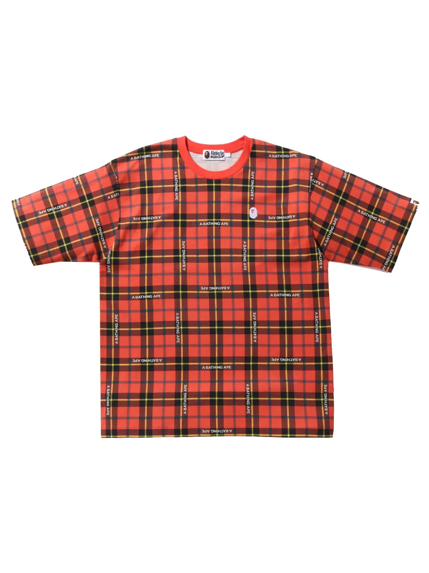 Мужская футболка свободного кроя BAPE Logo Check Tee BAPE — изображение 1 из 2, красный