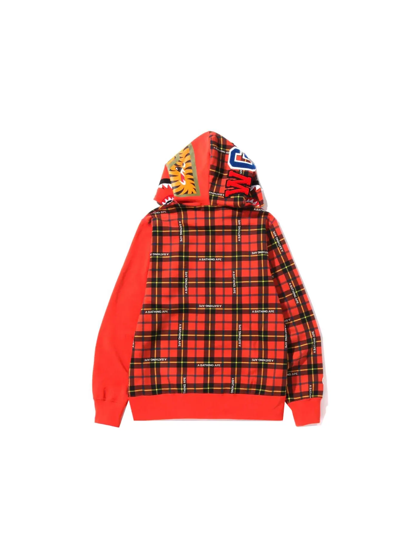 Мужская худи с принтом BAPE Logo Check Shark Full Zip Hoodie BAPE — изображение 3 из 3, красный