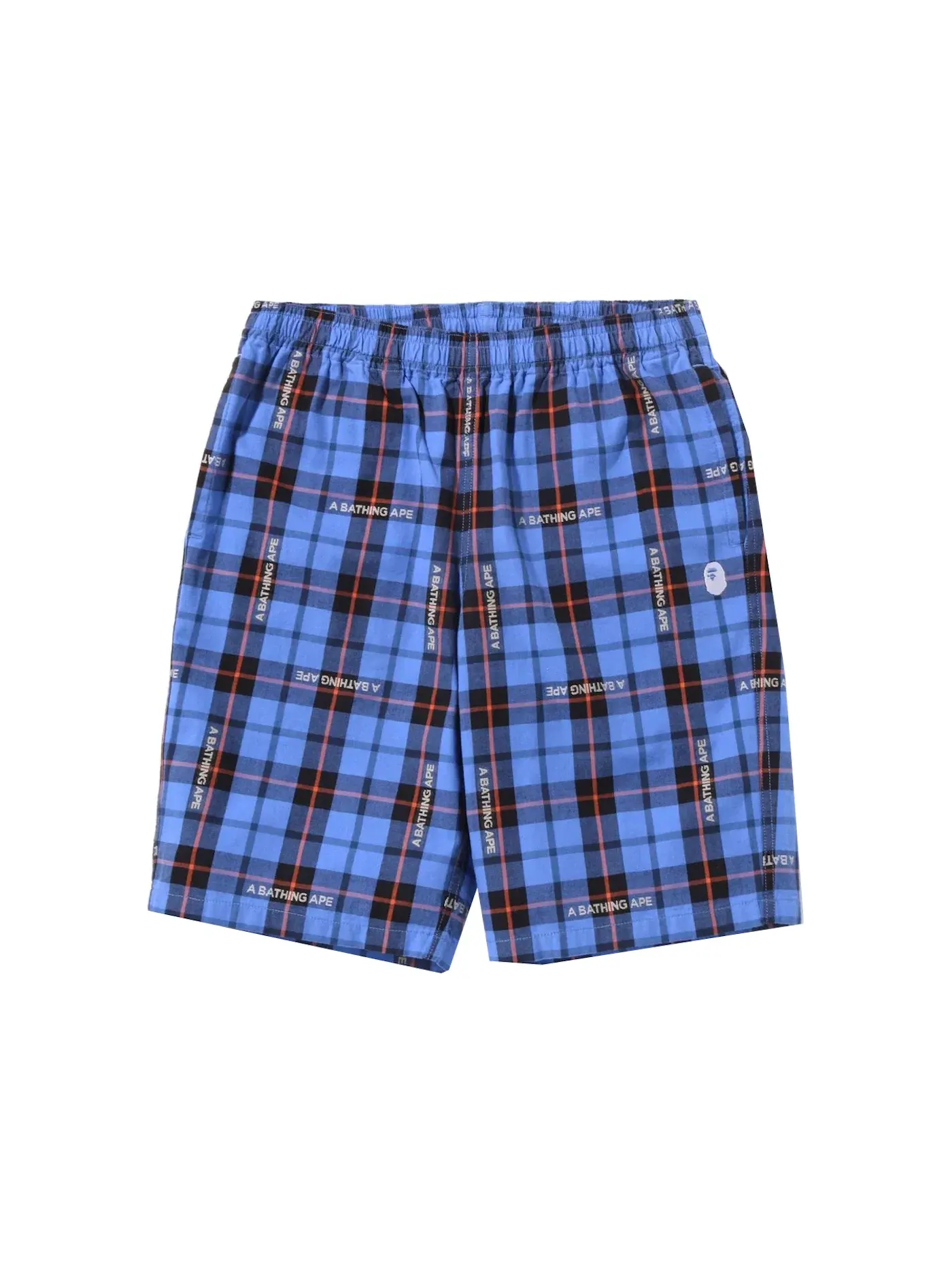 Мужские шорты с принтом BAPE Logo Check Shorts BAPE — изображение 1 из 2, синий