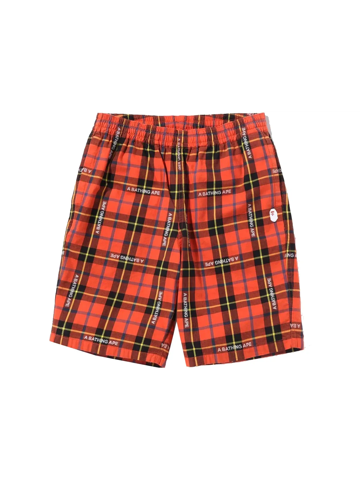 Мужские шорты с принтом BAPE Logo Check Shorts BAPE — изображение 1 из 2, красный
