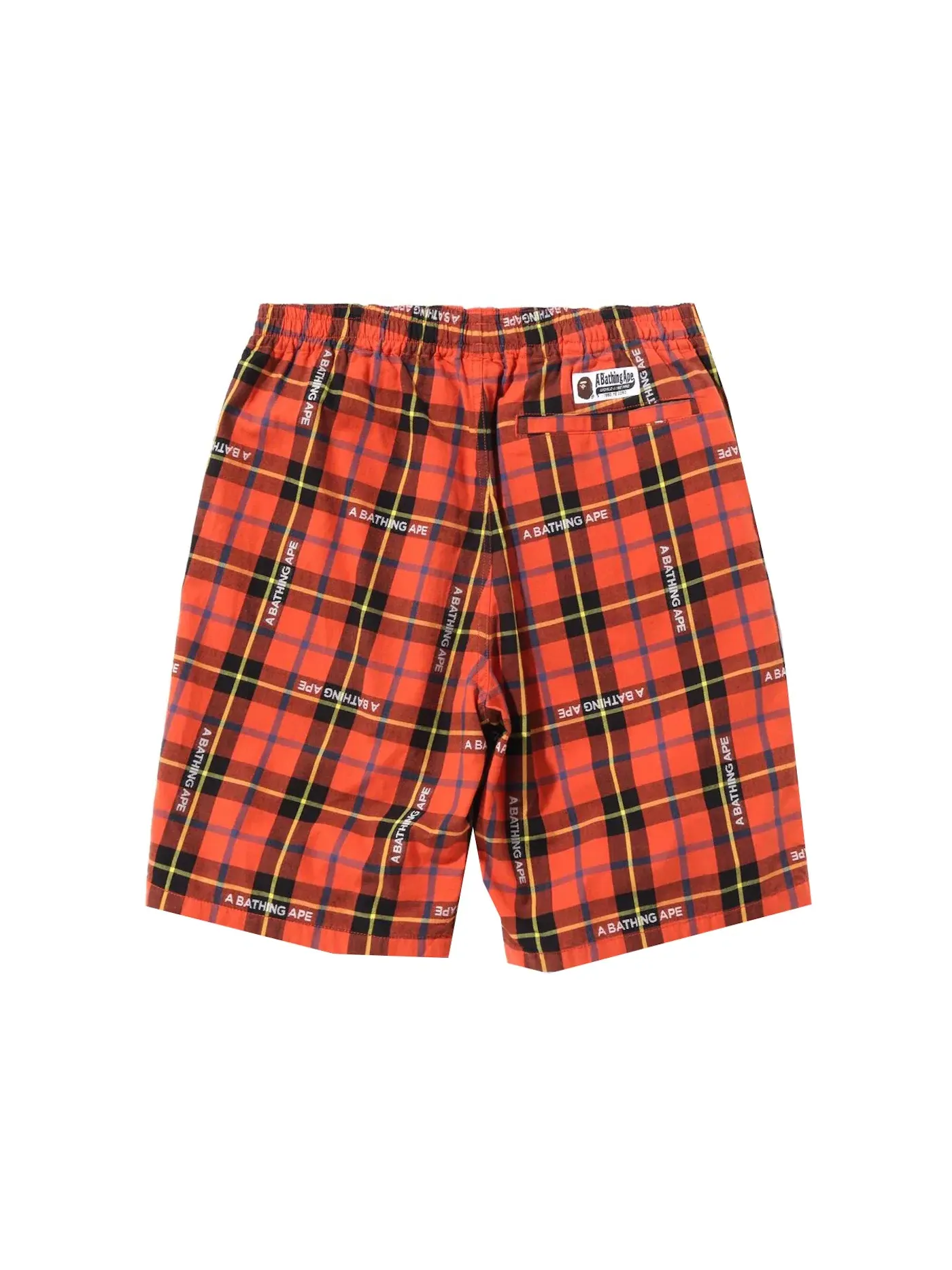 Мужские шорты с принтом BAPE Logo Check Shorts BAPE — изображение 2 из 2, красный