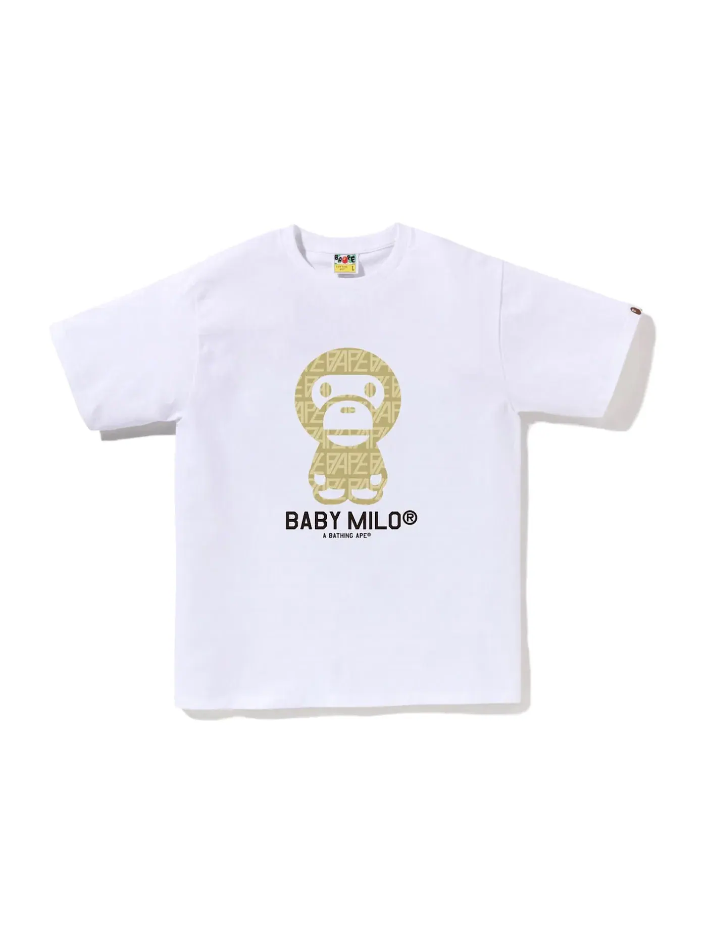 Мужская футболка с принтом BAPE Logo Monogram Baby Milo Tee BAPE — изображение 1 из 1, белый бежевый