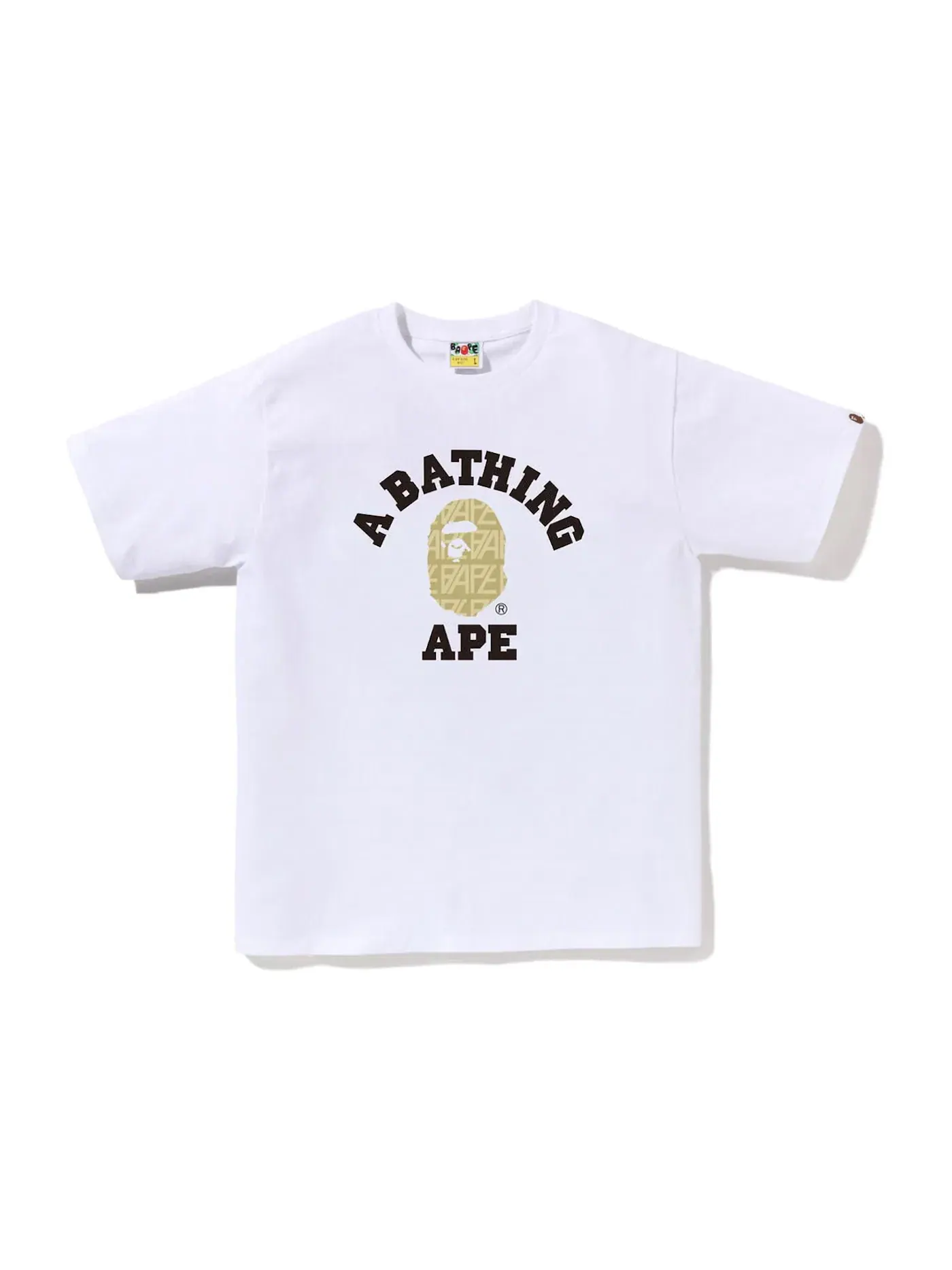 Мужская футболка с принтом Logo Monogram College BAPE — изображение 1 из 1, белый бежевый