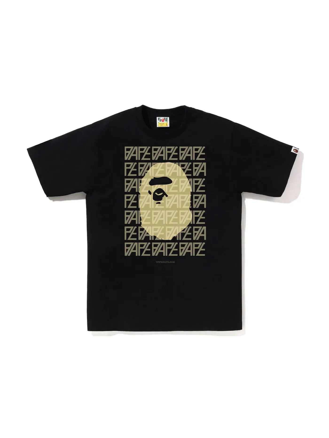 Мужская футболка с принтом BAPE Logo Monogram Tee BAPE — изображение 1 из 2, черный бежевый