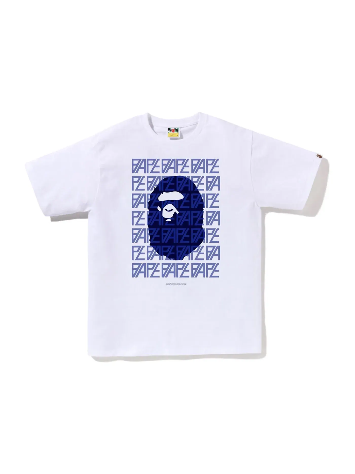 Мужская футболка с принтом BAPE Logo Monogram Tee BAPE — изображение 1 из 2, белый темно-синий
