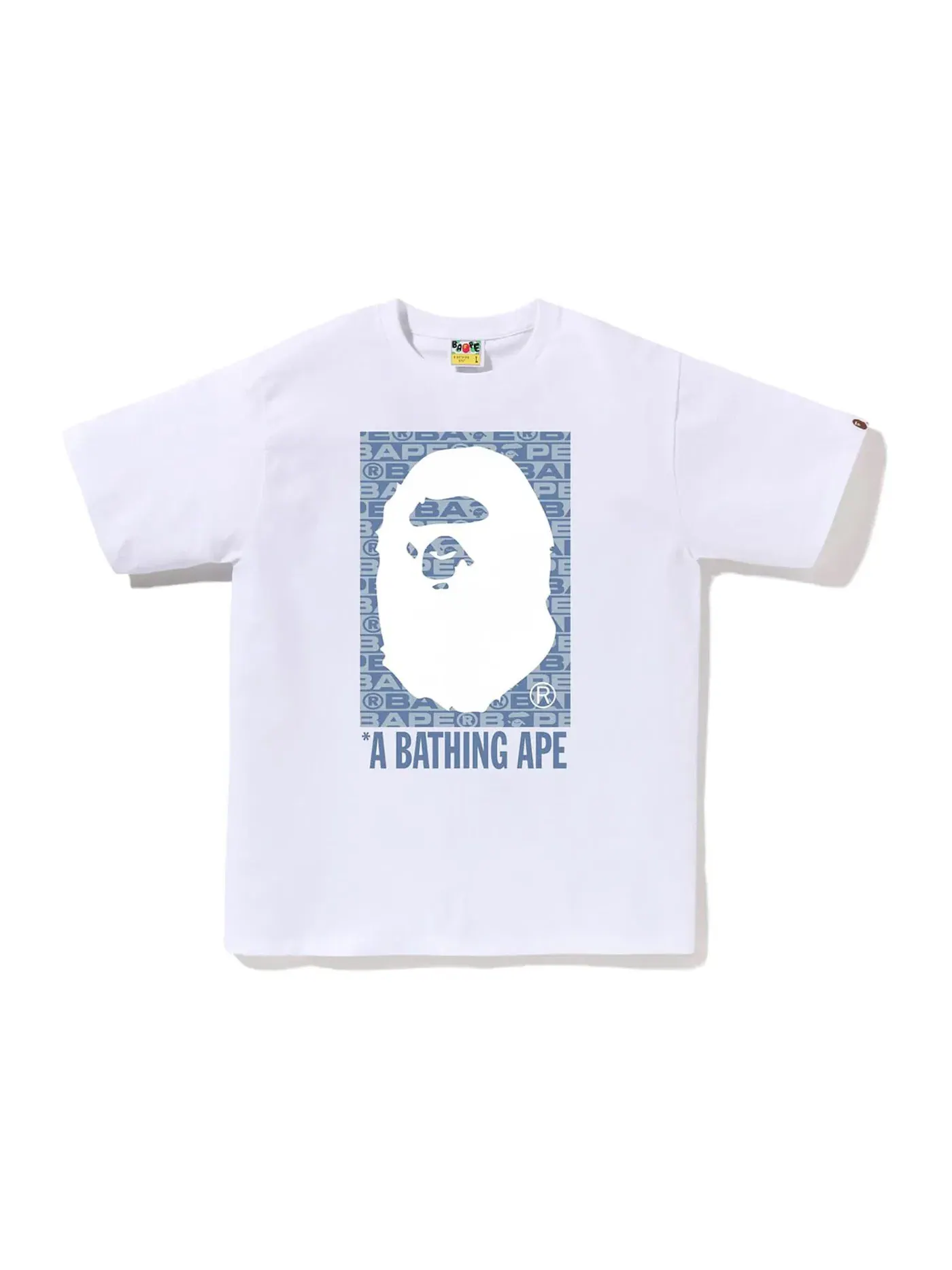 Мужская футболка с принтом BAPE Lux Sport Pattern Box Ape Head BAPE — изображение 1 из 2, белый