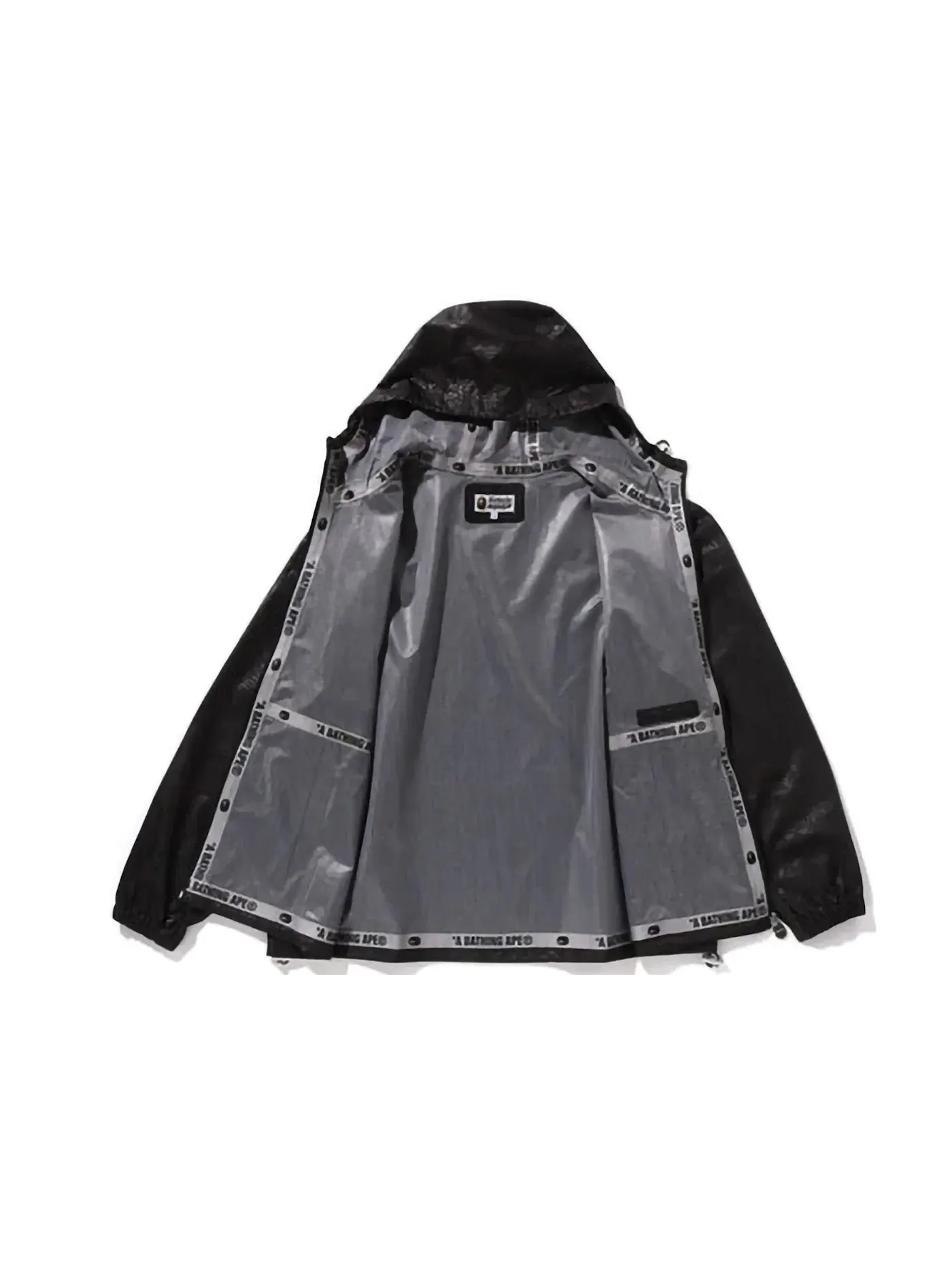 Мужская куртка с принтом BAPE Lux Sport Pattern Jacquard Nylon Hooded Jacket — изображение 2 из 3, черный