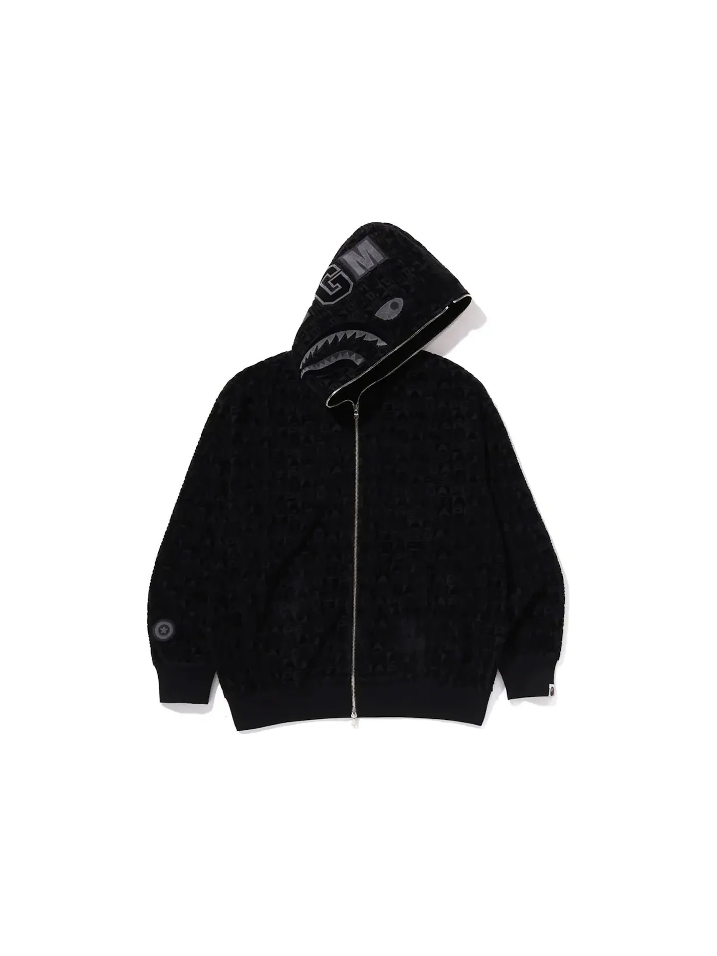 Мужская худи с принтом BAPE Lux Sport Pattern Shark Relaxed Fit Full Zip Hoodie BAPE — изображение 1 из 2, черный