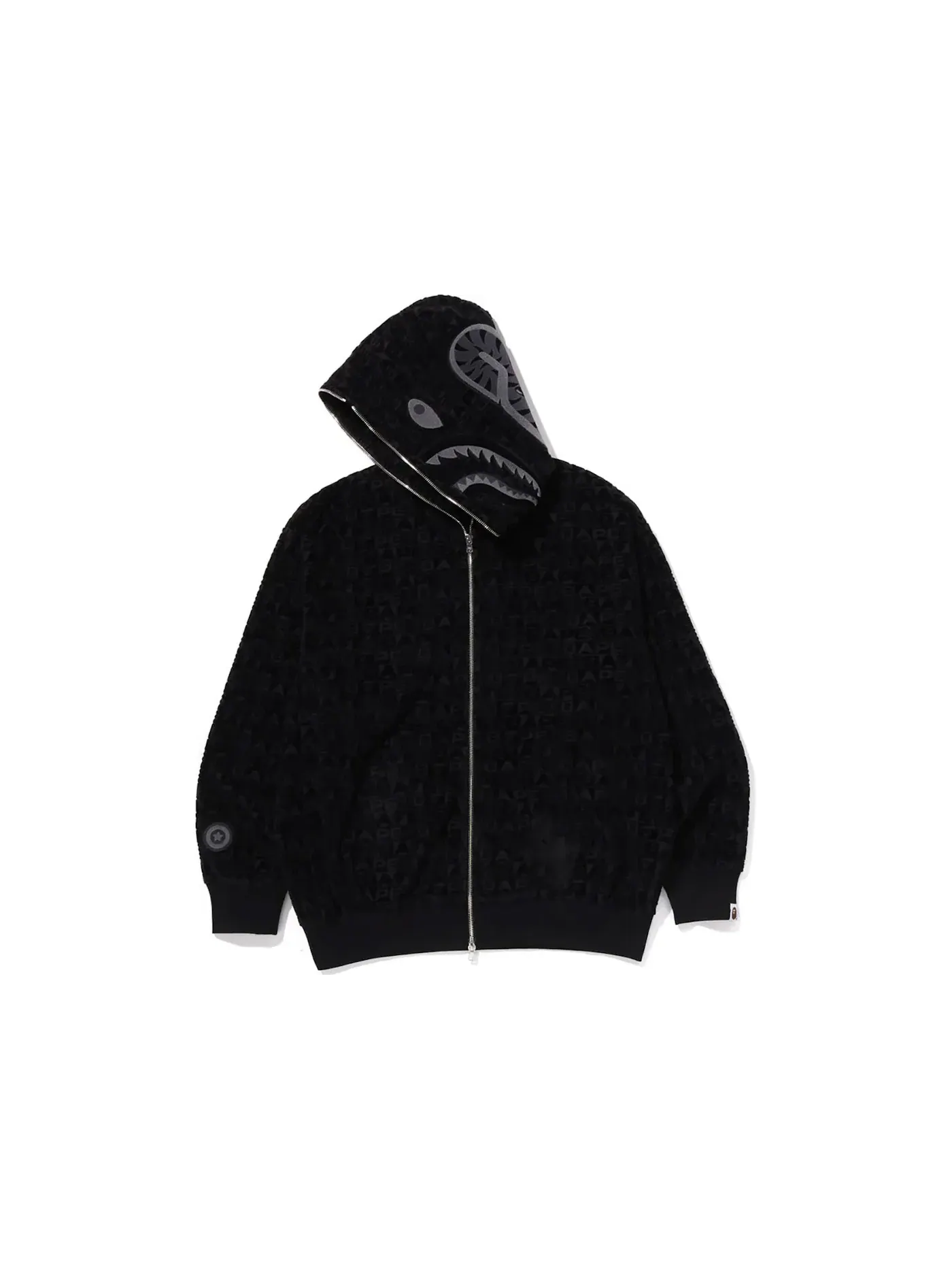 Мужская худи с принтом BAPE Lux Sport Pattern Shark Relaxed Fit Full Zip Hoodie BAPE — изображение 2 из 2, черный
