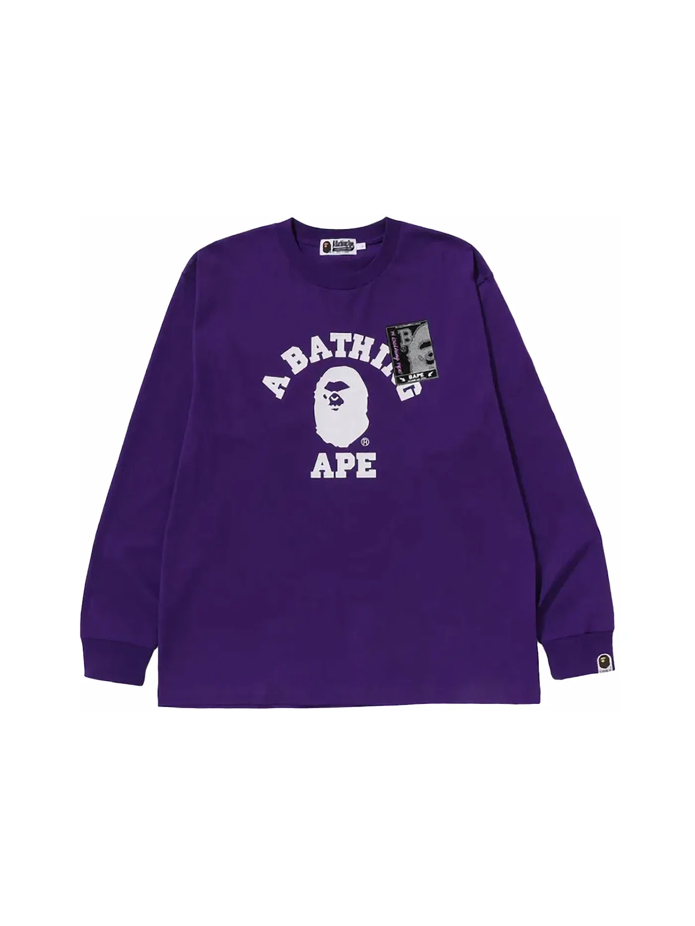 Мужская футболка с длинным рукавом с принтом Mad Face College BAPE — изображение 1 из 2, фиолетовый