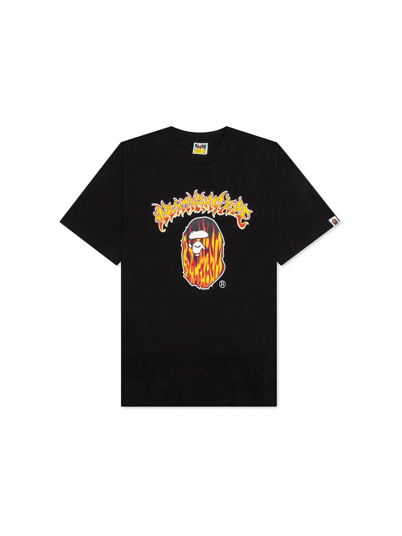 Мужская футболка свободного кроя с принтом Mad Flame Ape Head BAPE — изображение 1 из 1, черный
