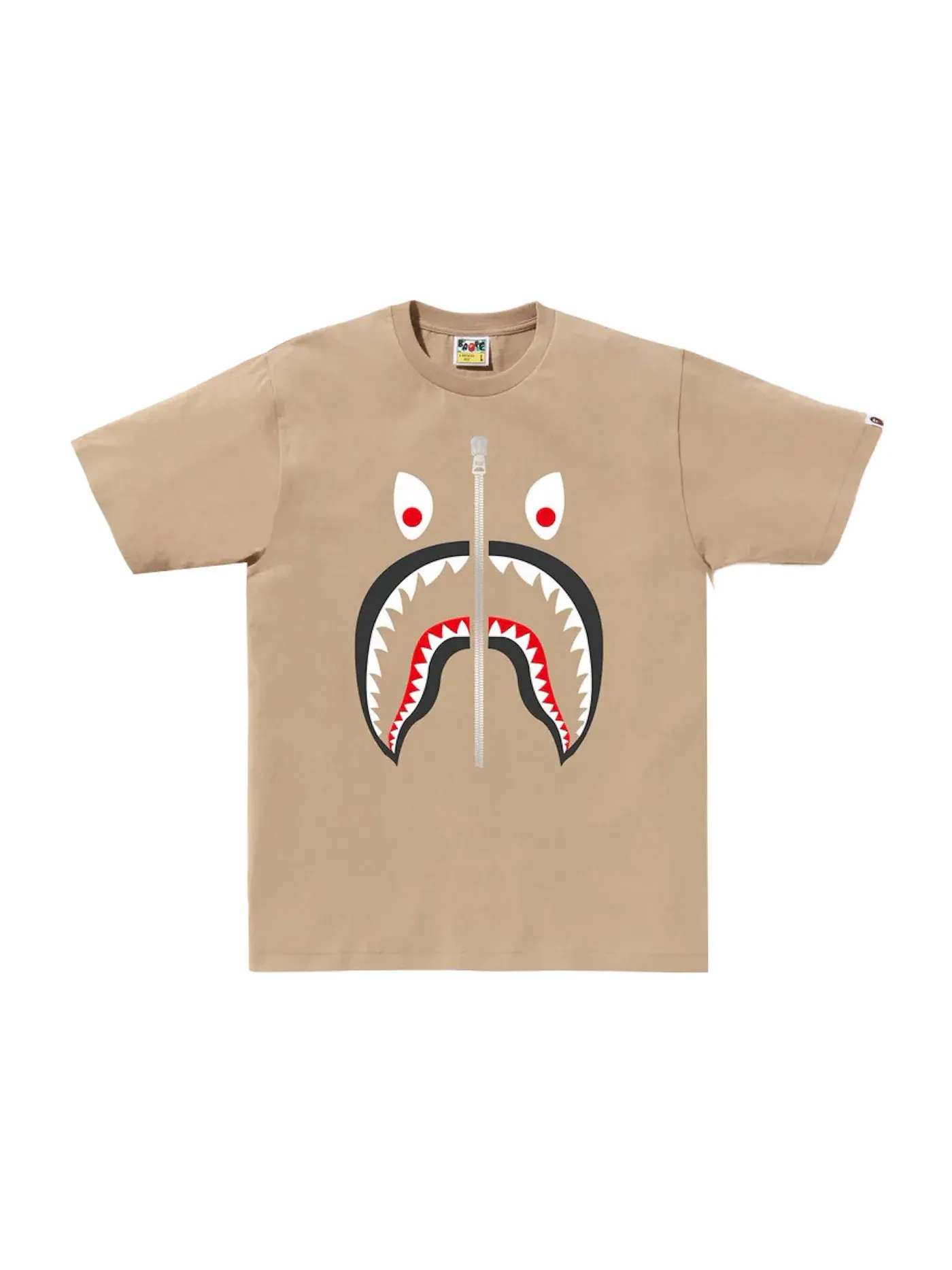 Мужская футболка с принтом Mad Shark Tee BAPE — изображение 1 из 1, бежевый