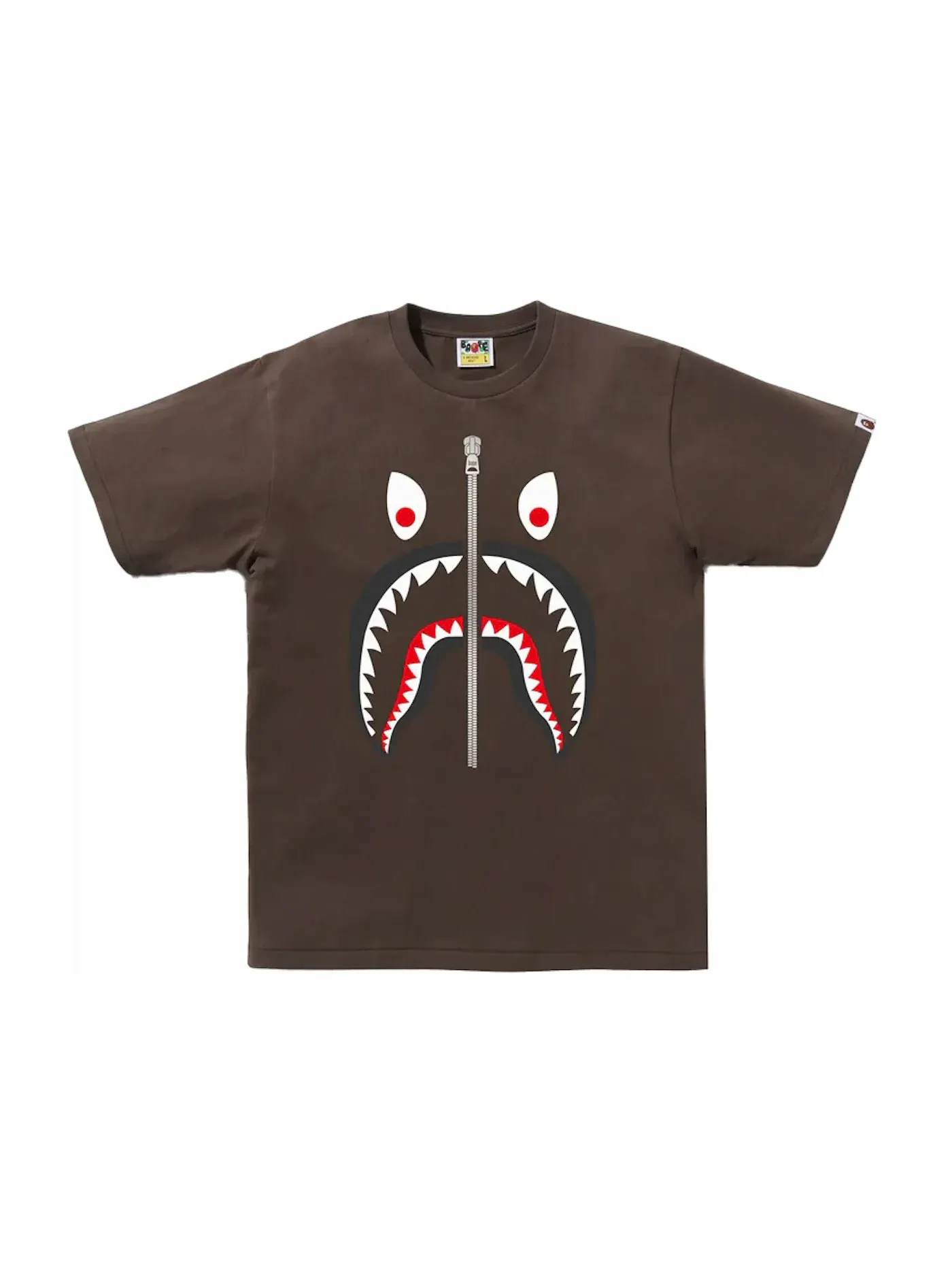 Мужская футболка с принтом Mad Shark BAPE — изображение 1 из 1, коричневый
