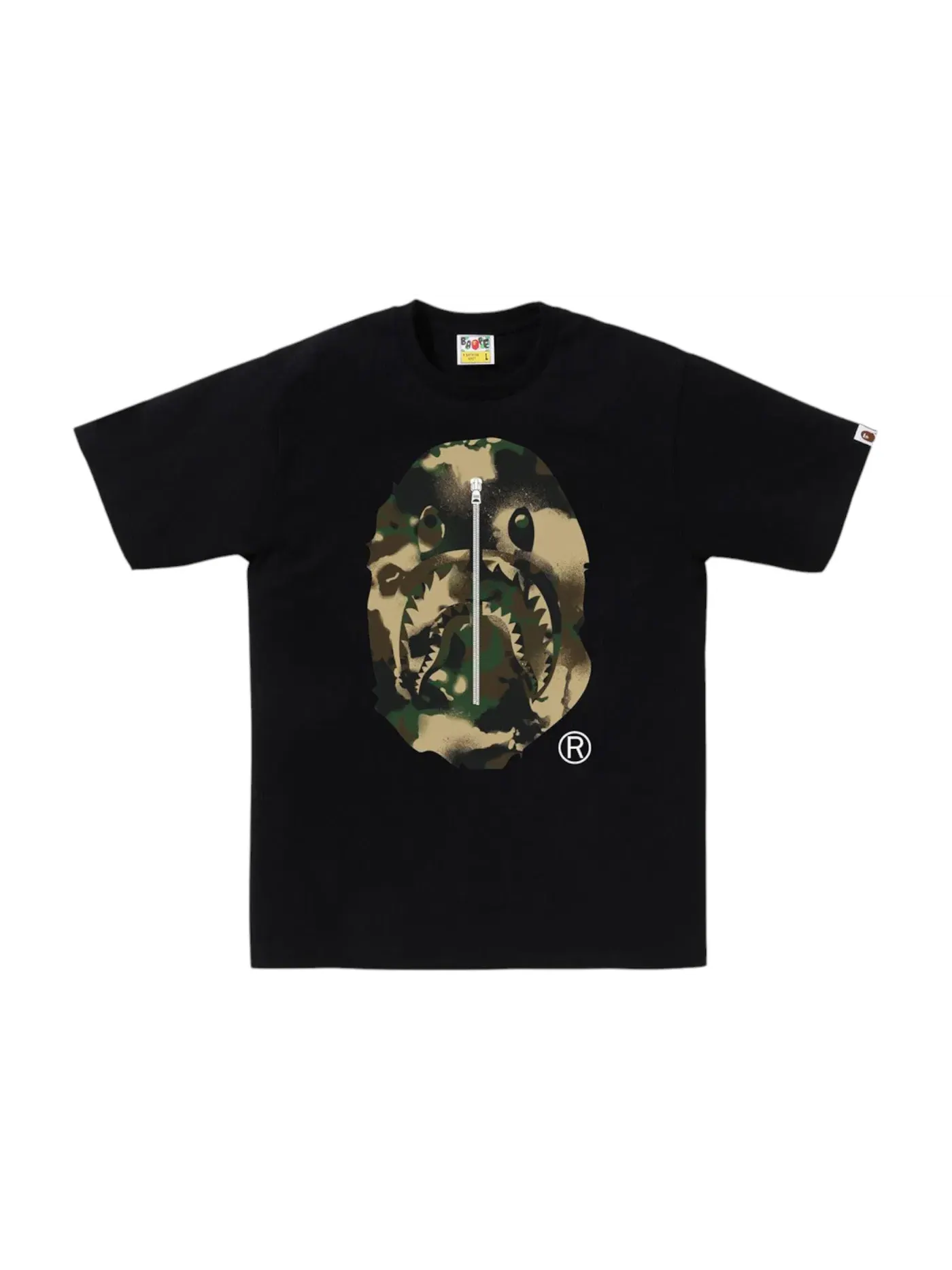 Мужская футболка с принтом BAPE Map Camo Ape Head Shark Tee BAPE — изображение 1 из 2, черный/зеленый