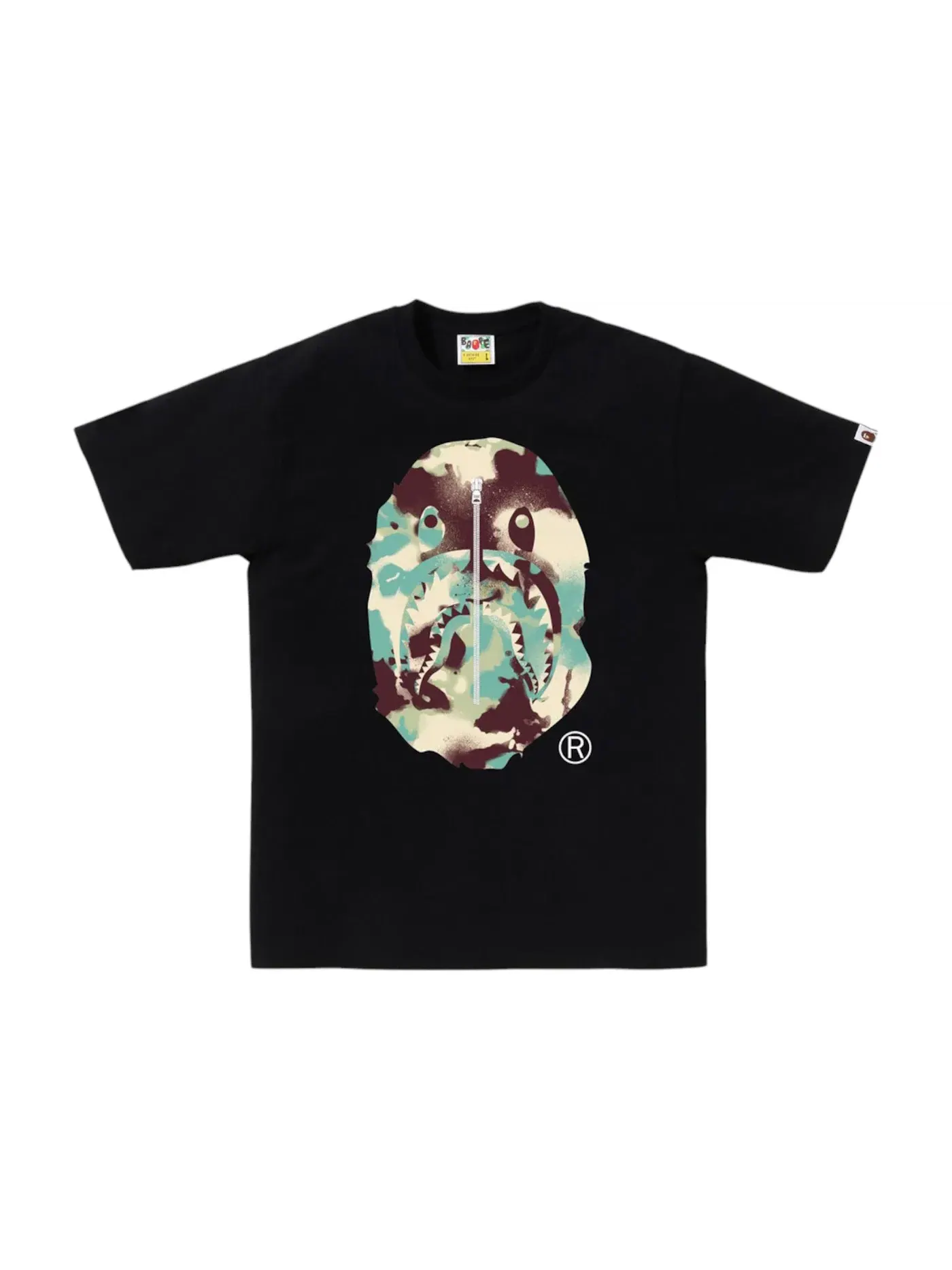 Мужская футболка с принтом BAPE Map Camo Ape Head Shark BAPE — изображение 1 из 1, черный/мульти