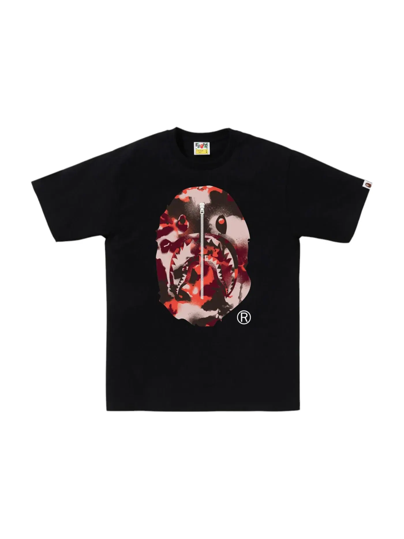 Мужская футболка с принтом BAPE Map Camo Ape Head Shark Tee BAPE — изображение 1 из 2, черный/красный