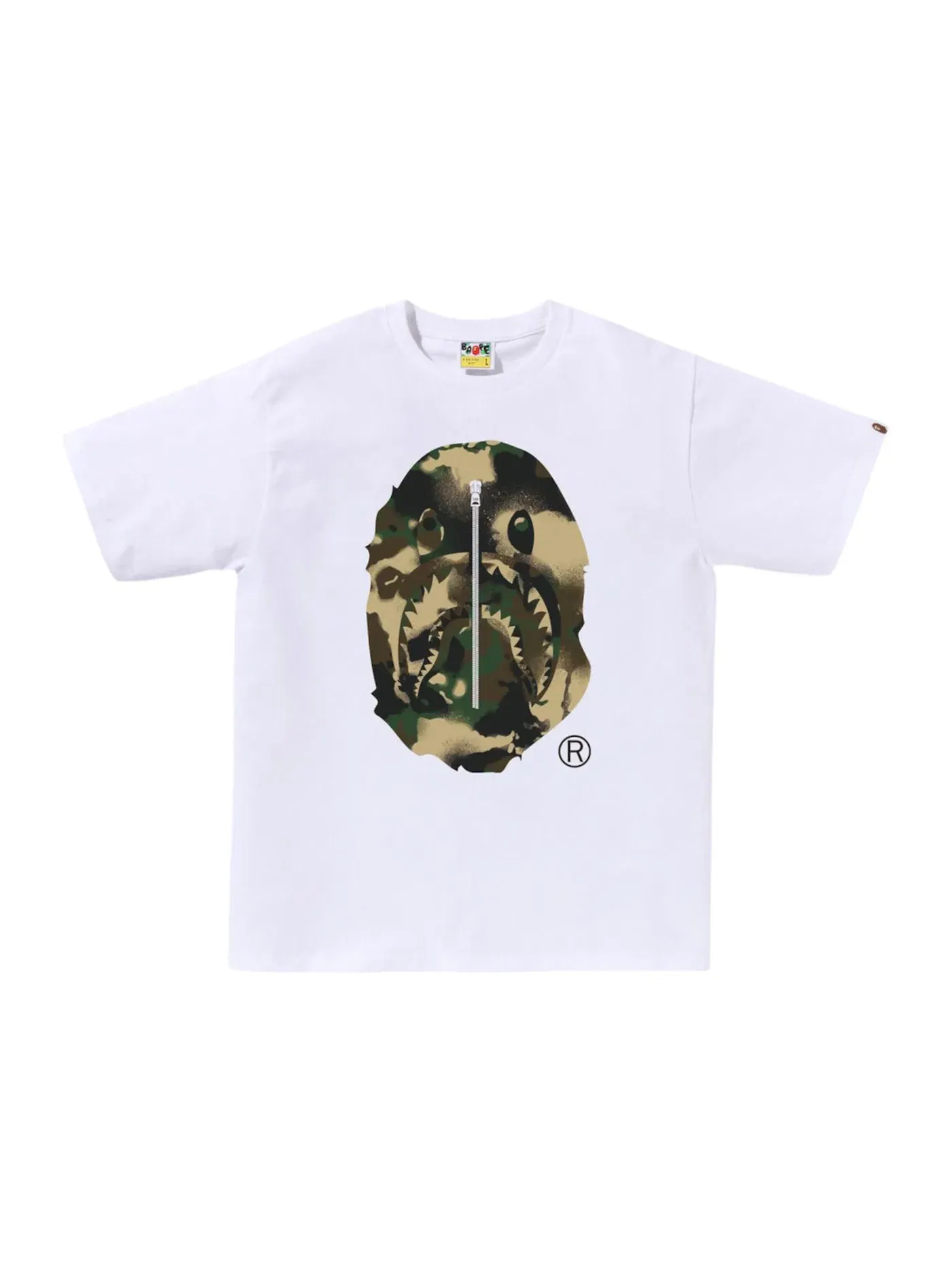 Мужская футболка с принтом BAPE Map Camo Ape Head Shark Tee BAPE — изображение 1 из 2, белый/зеленый