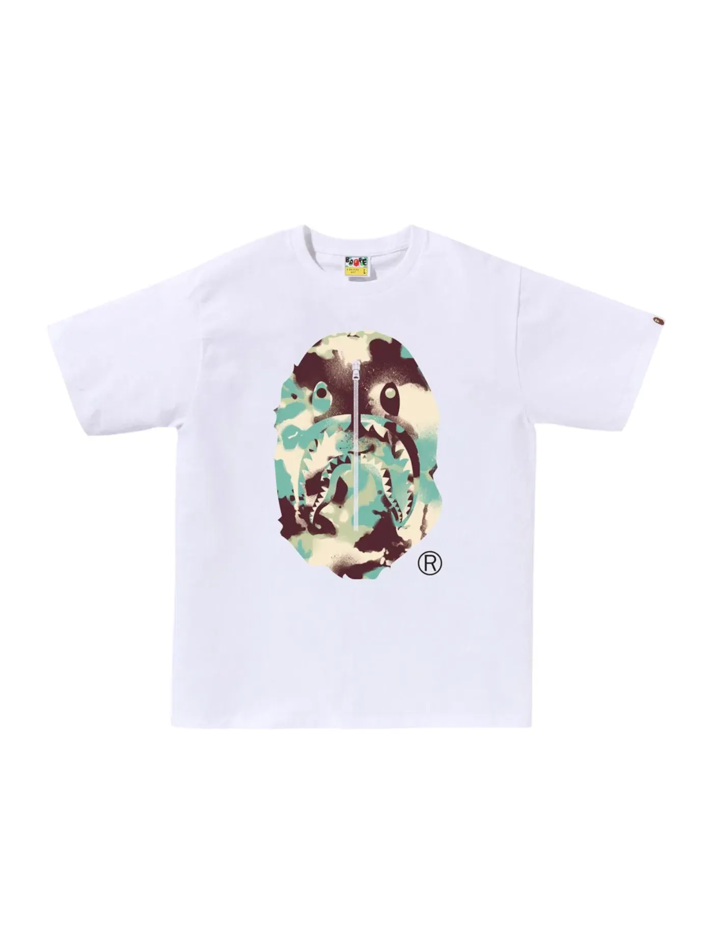 Мужская футболка с принтом BAPE Map Camo Ape Head Shark Tee BAPE — изображение 1 из 2, белый/мульти