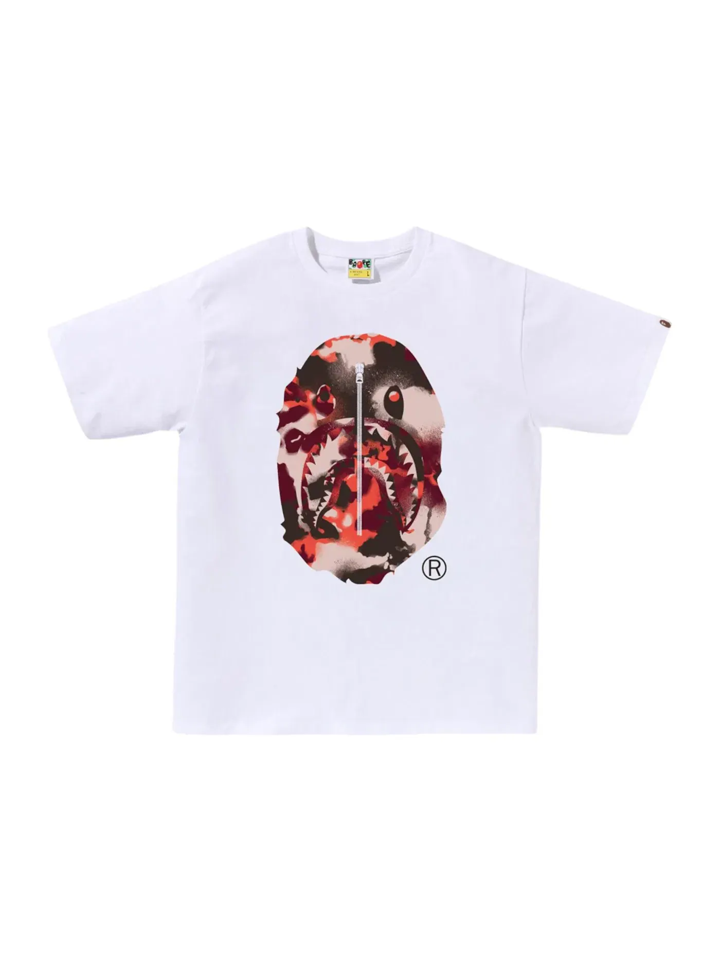 Мужская футболка с принтом BAPE Map Camo Ape Head Shark Tee BAPE — изображение 1 из 2, белый/красный