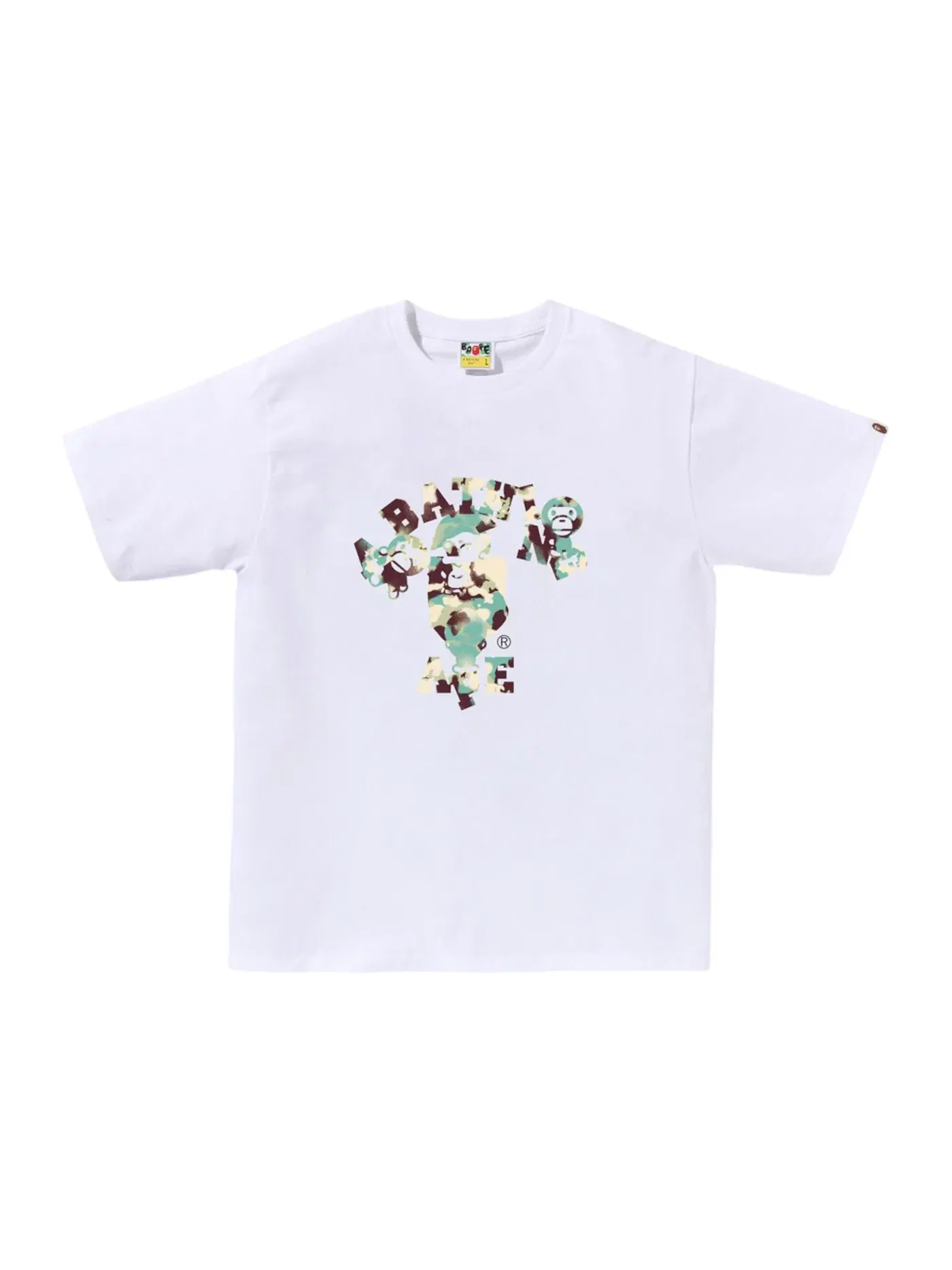 Мужская футболка с принтом BAPE Map Camo College Milo Tee BAPE — изображение 1 из 1, белый/мульти