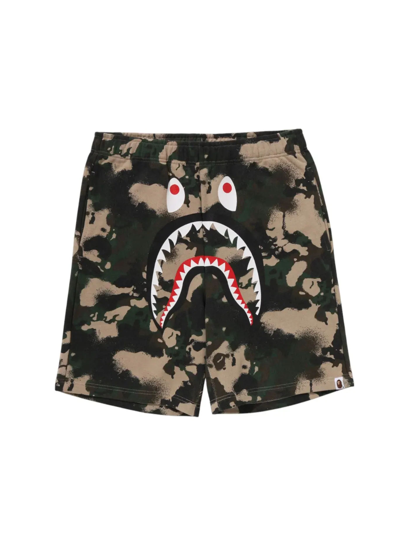 Мужские шорты с принтом BAPE Map Camo Regular Fit Shark Sweat Shorts BAPE — изображение 1 из 2, зеленый